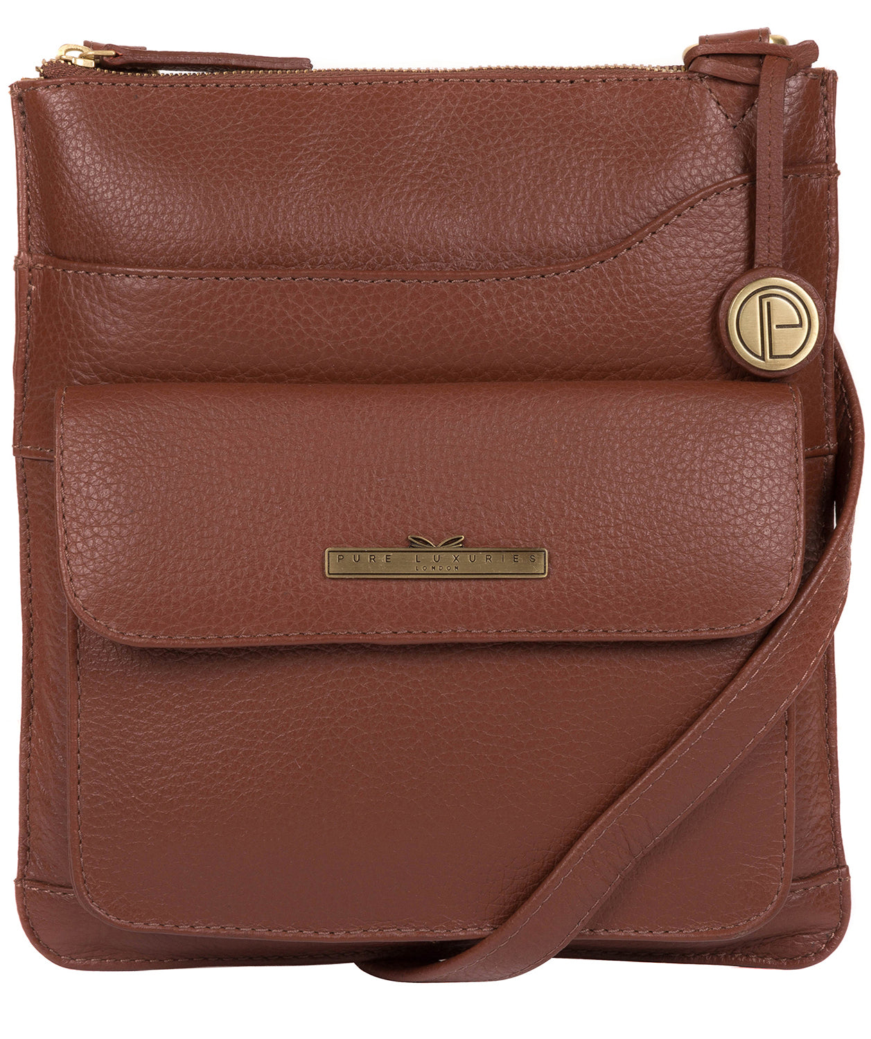 'Anne' Dark Tan Leather Cross Body Bag image 1