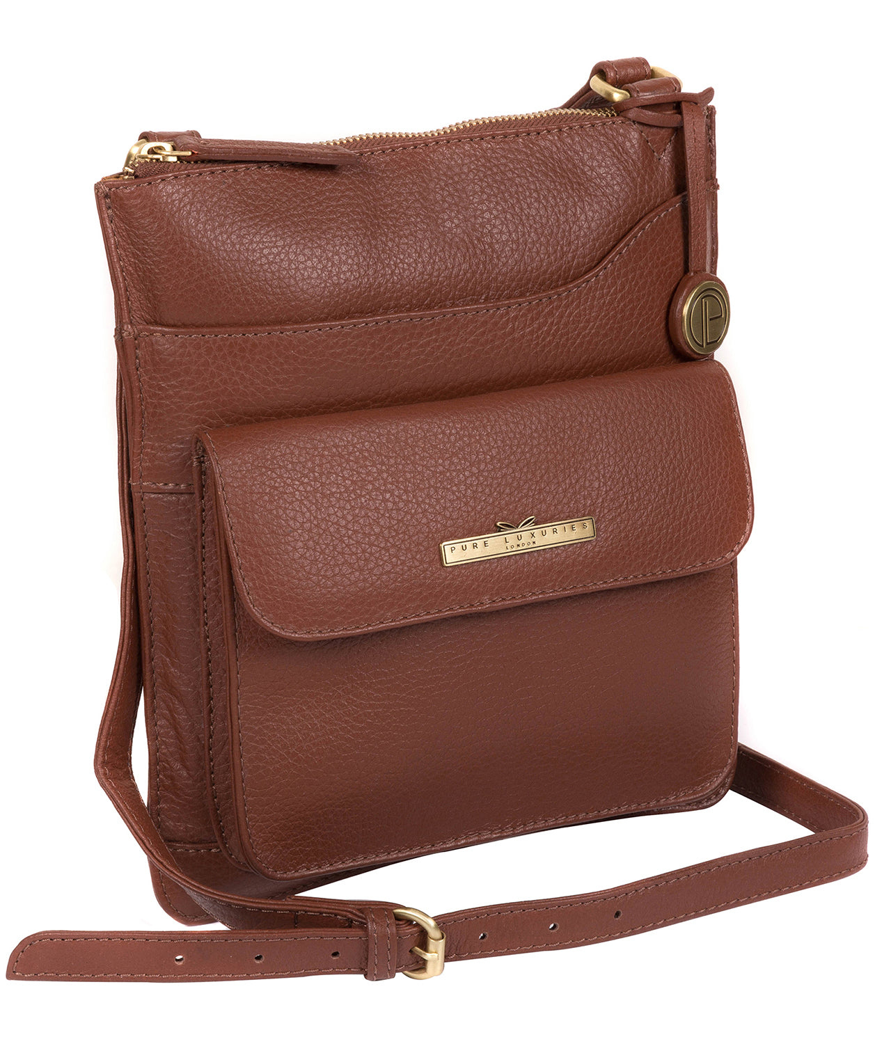 'Anne' Dark Tan Leather Cross Body Bag image 3