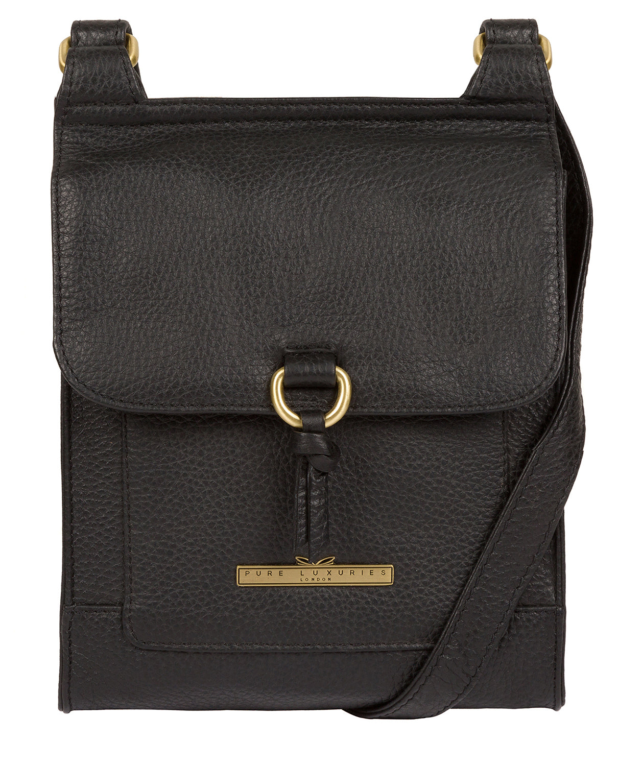 'Mabel' Black Leather Cross Body Bag Pure Luxuries London