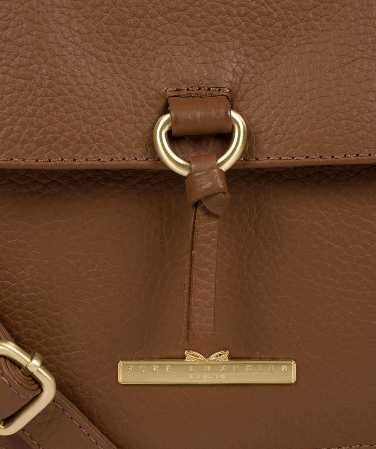 'Mabel' Dark Tan Leather Cross Body Bag Pure Luxuries London