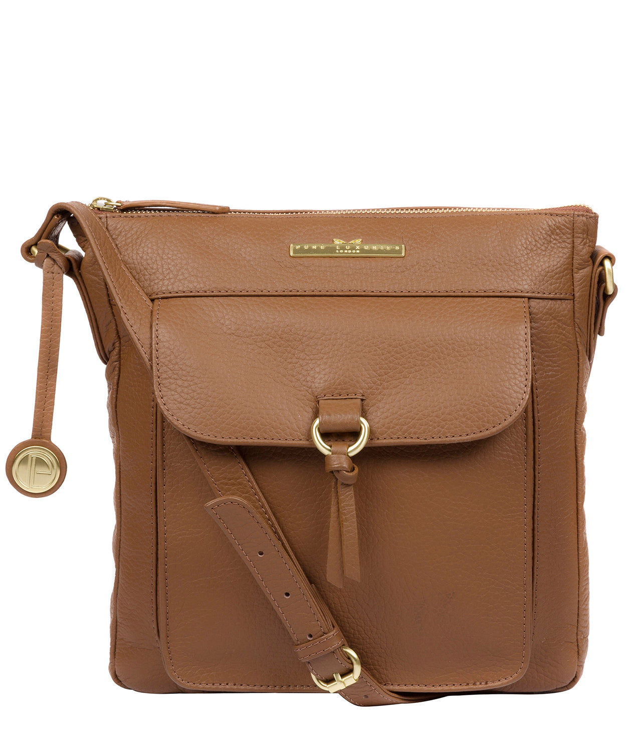 'Caroline' Dark Tan Leather Cross Body Bag image 1