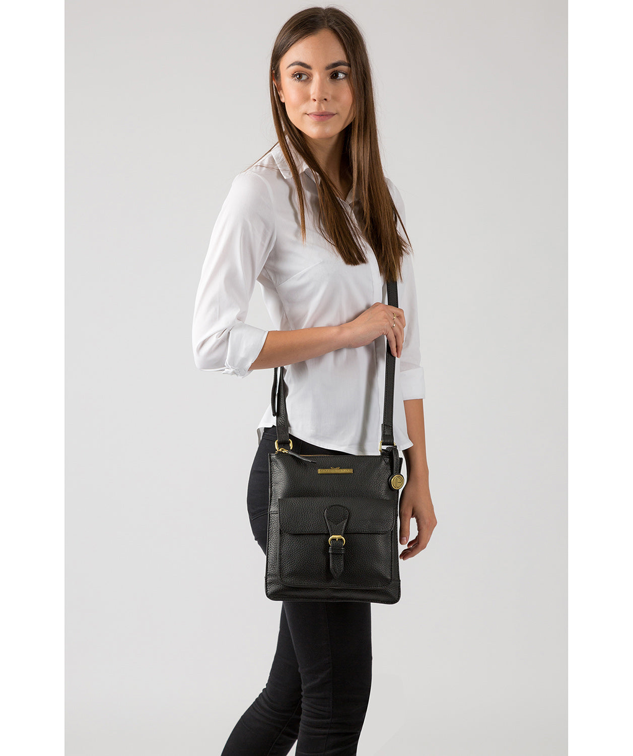 'Heather' Black Leather Cross Body Bag image 2