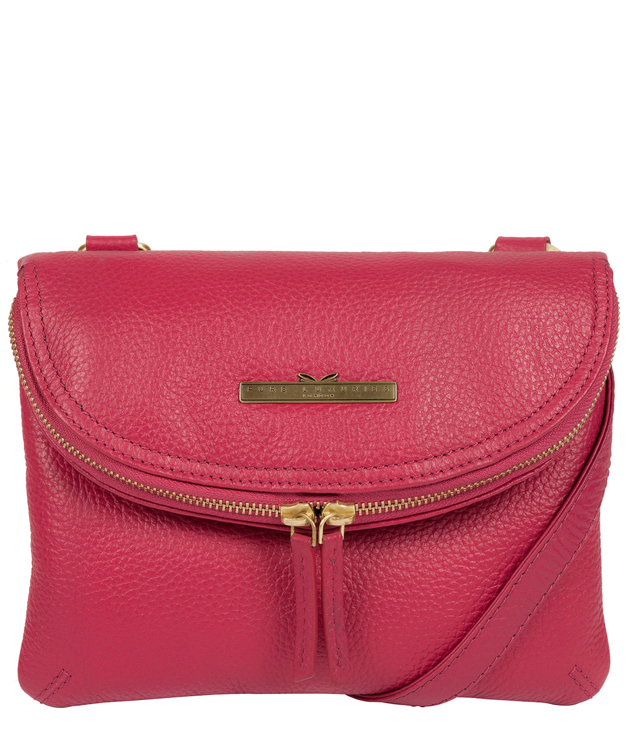 'Sheryl' Berry Leather Cross Body Bag Pure Luxuries London