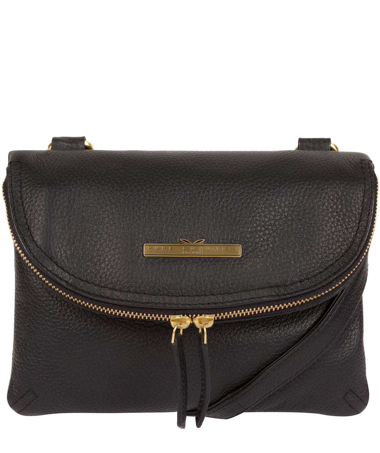 'Sheryl' Black Leather Cross Body Bag Pure Luxuries London