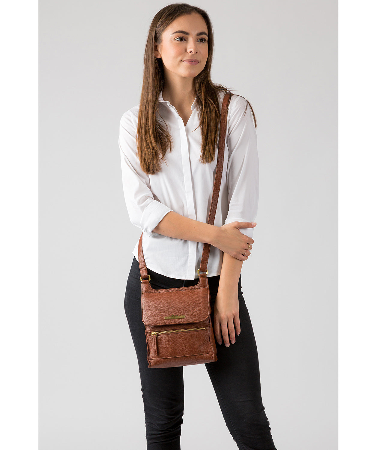 'Keala' Dark Tan Leather Cross Body Bag Pure Luxuries London