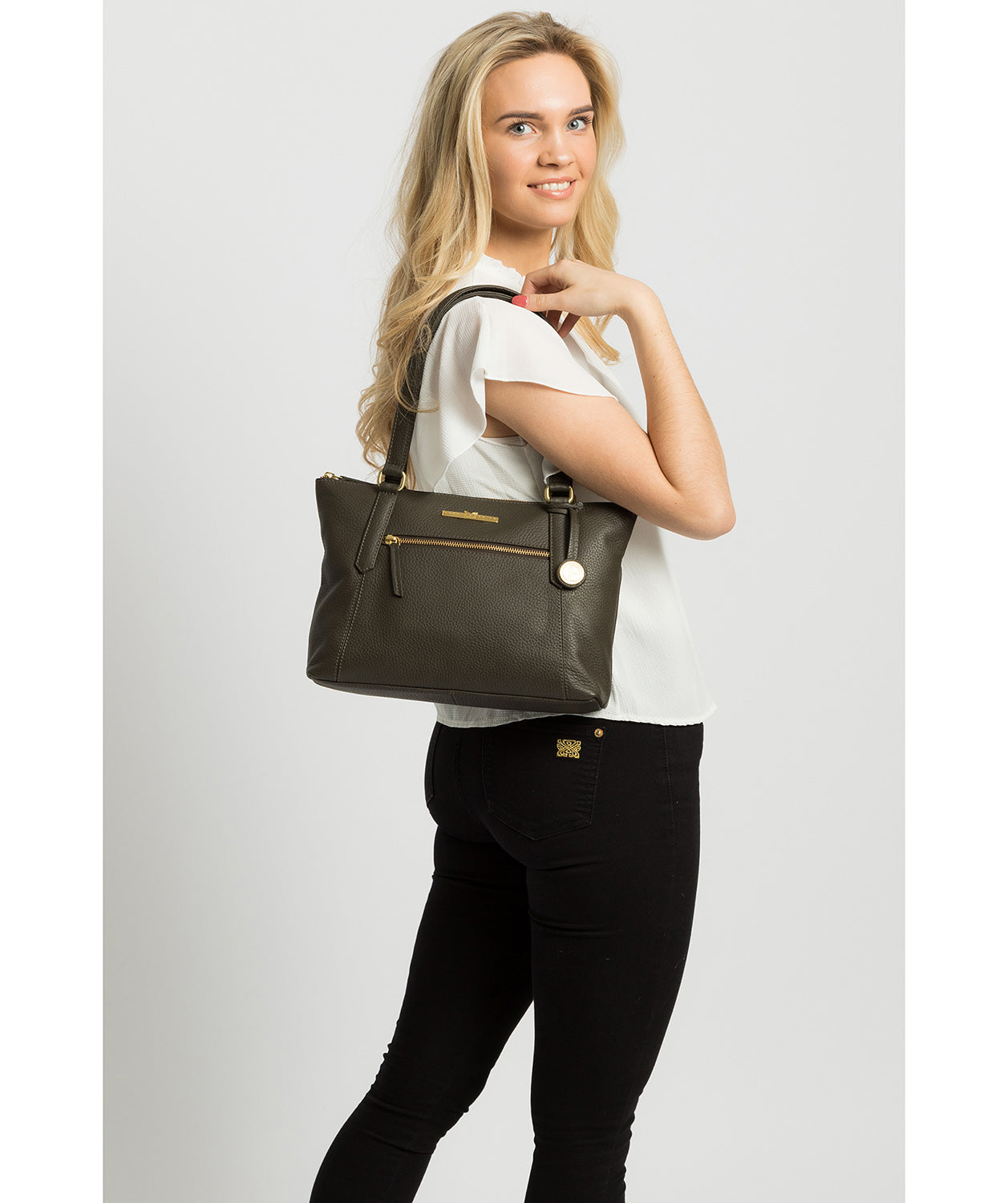 'Laurel' Olive Leather Handbag Pure Luxuries London