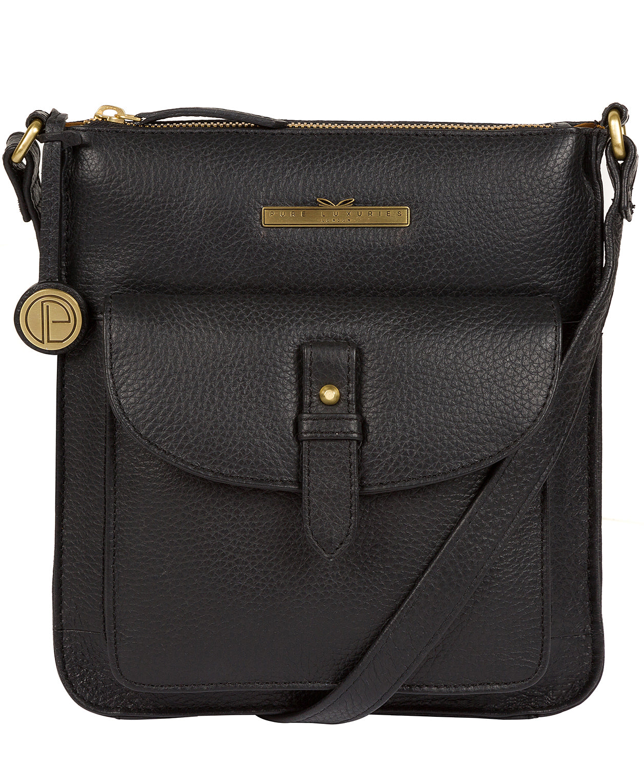 'Kaede' Black Leather Cross Body Bag