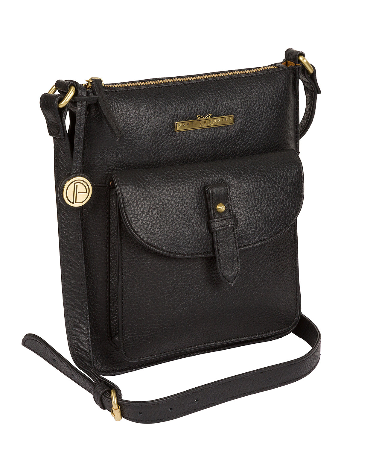 'Kaede' Black Leather Cross Body Bag