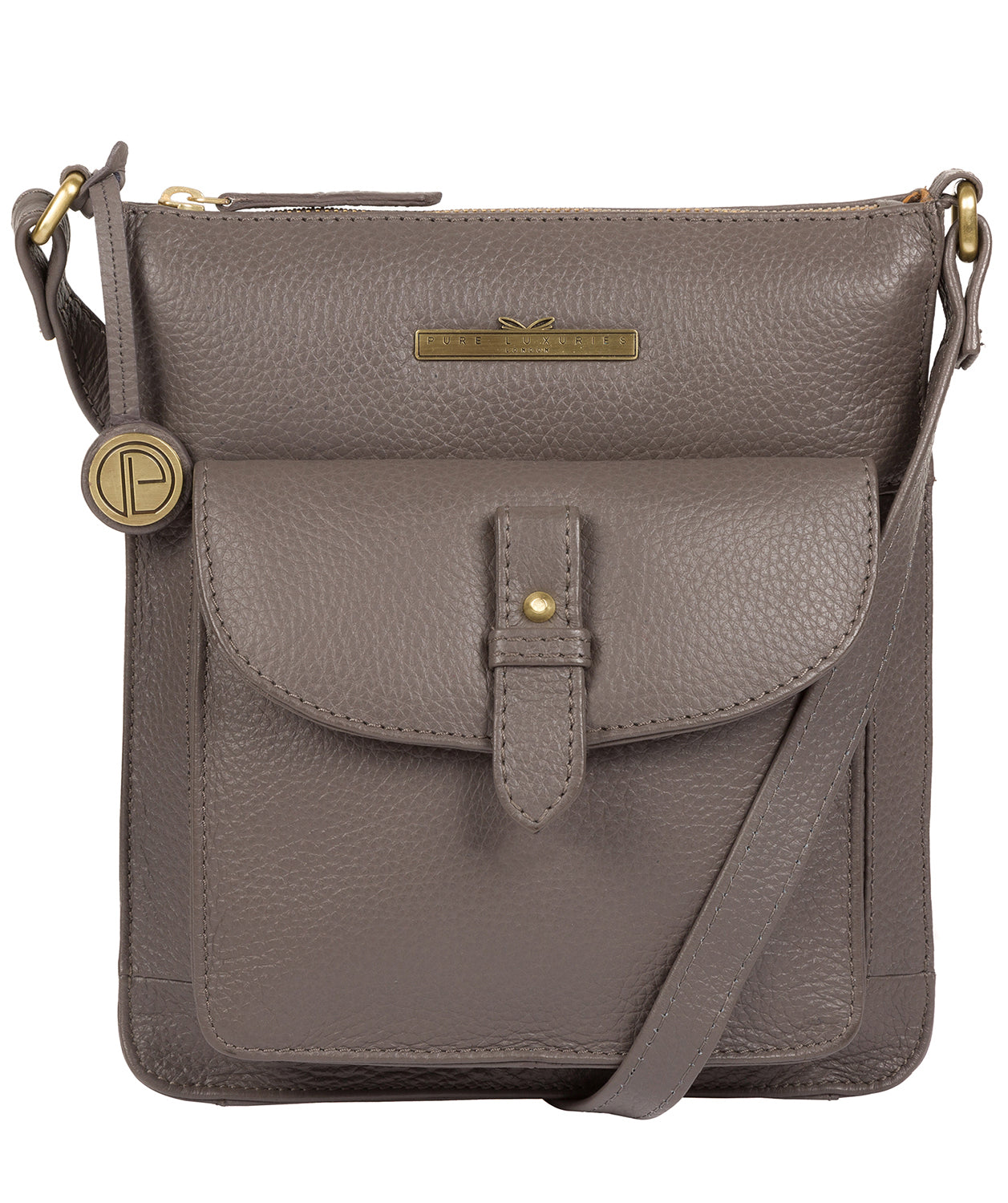 'Kaede' Grey Leather Cross Body Bag image 1