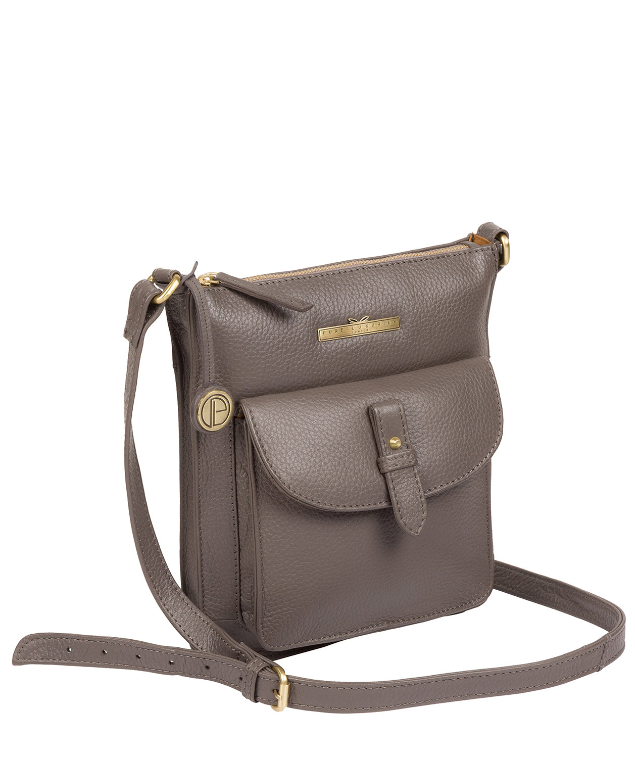 'Kaede' Grey Leather Cross Body Bag image 3