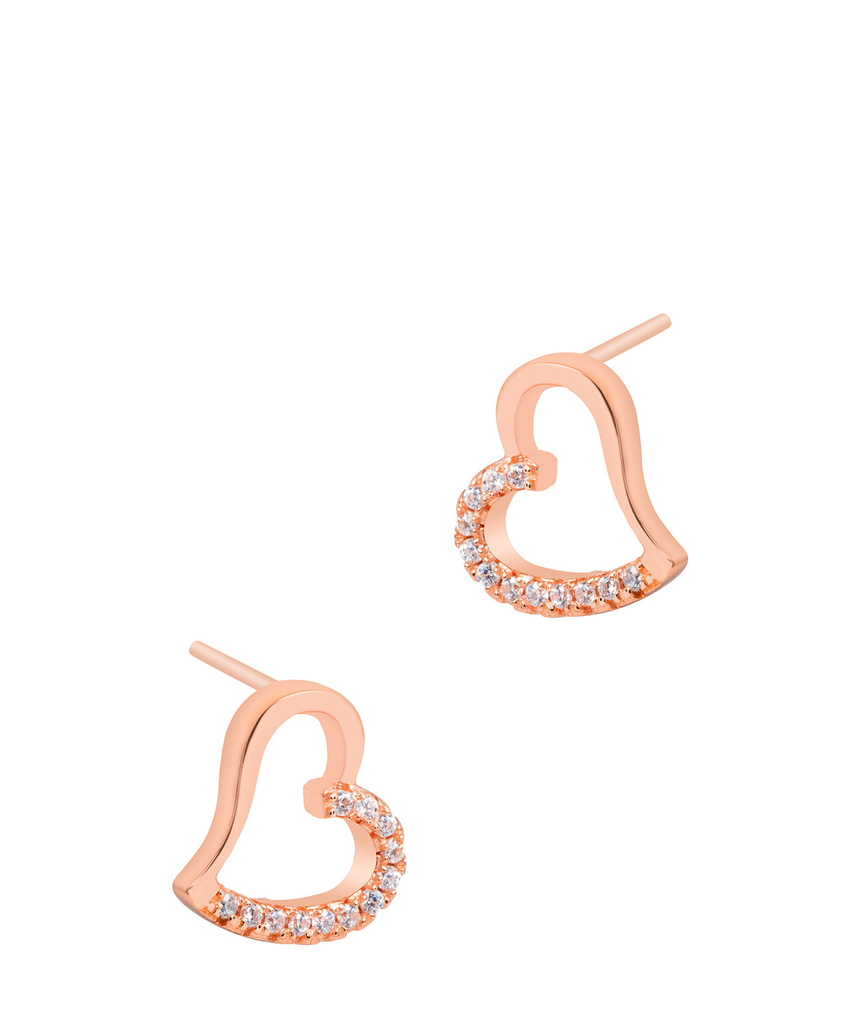 'Luisa' Rose Gold Plated Sterling Silver Heart Earrings Pure Luxuries London