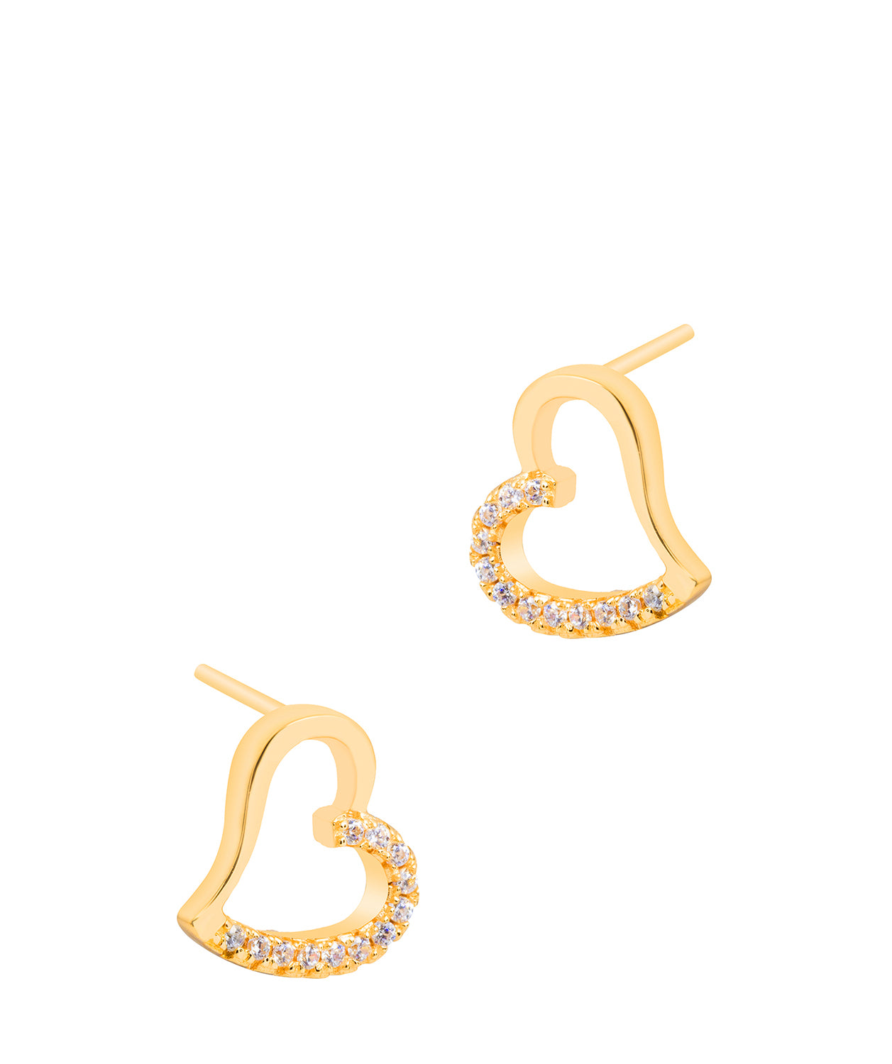 'Luisa' Yellow Gold Plated Sterling Silver Heart Earrings Pure Luxuries London