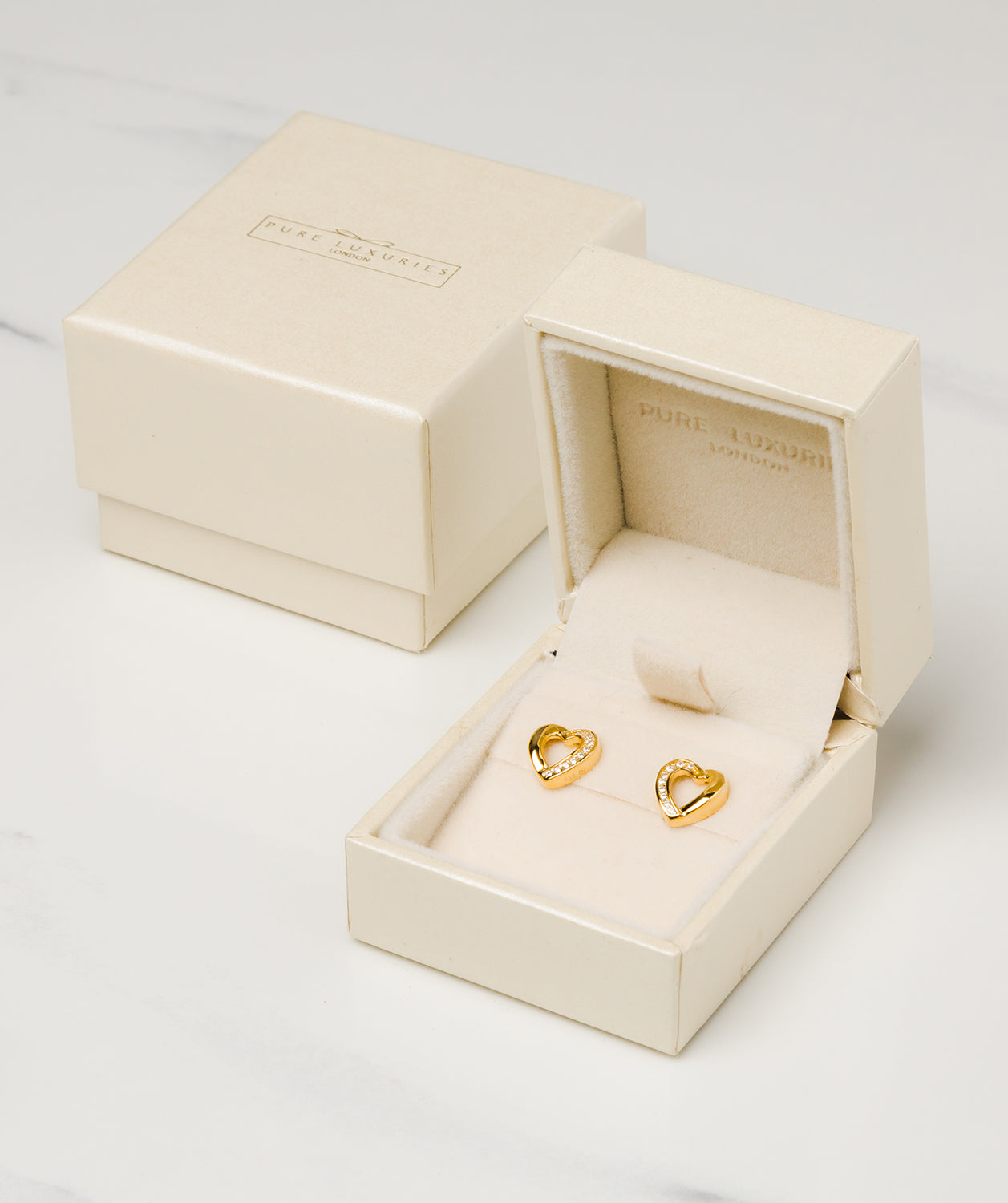 Gift Packaged 'Viviane' 18ct Yellow Gold Plated 925 Silver Heart Earrings