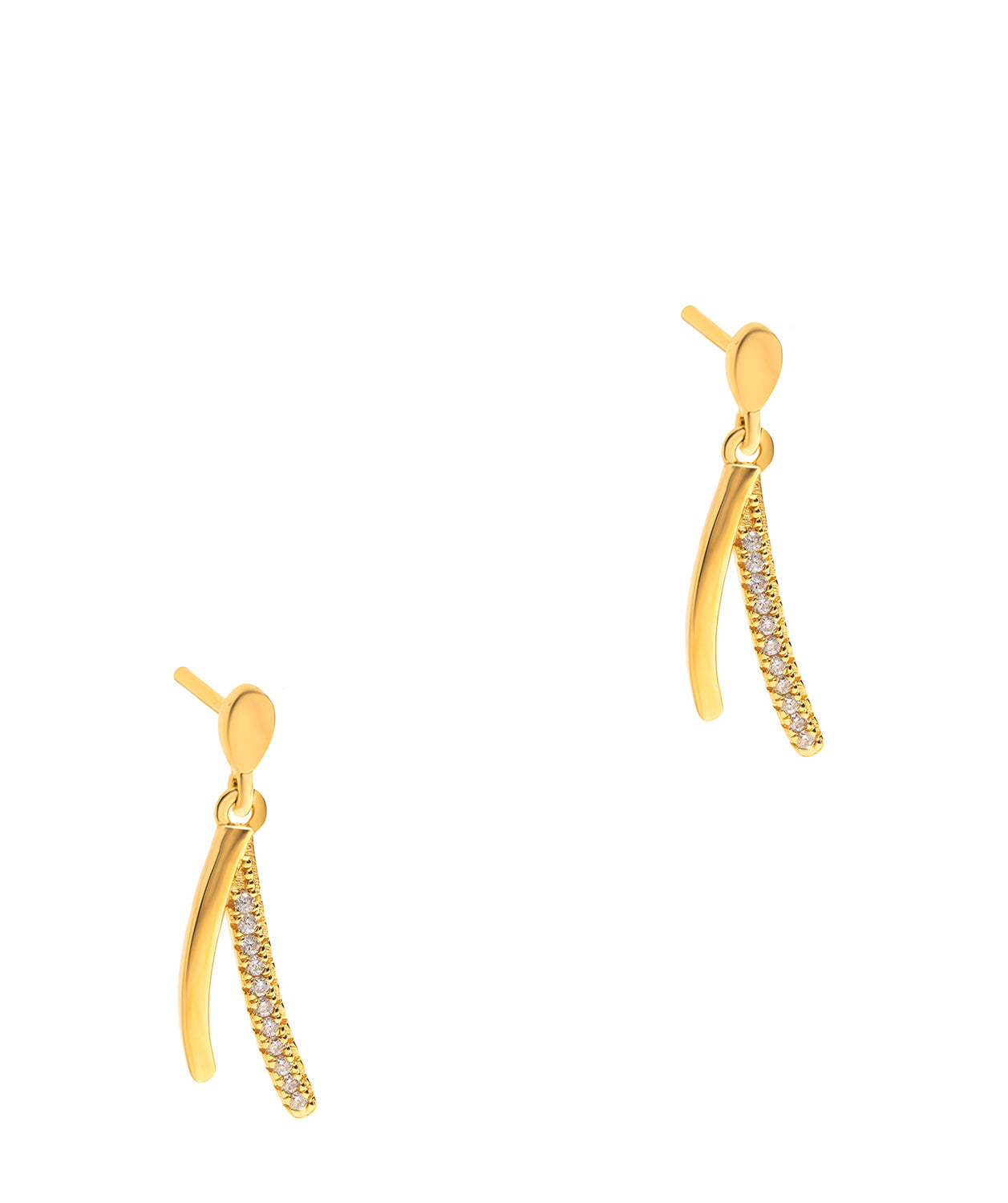 Gift Packaged 'Hobart' 18ct Yellow Gold Plated 925 Silver & Cubic Zirconia Wishbone Earrings