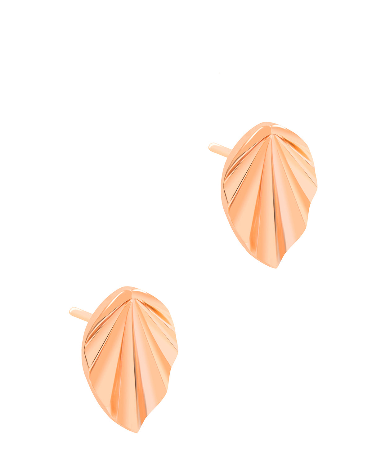 Gift Packaged 'Gsell' 18ct Rose Gold Plated 925 Silver Leaf Design Stud Earrings