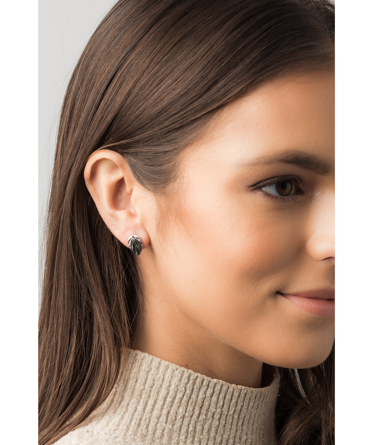 Gift Packaged 'Gsell' 925 Silver Leaf Design Stud Earrings