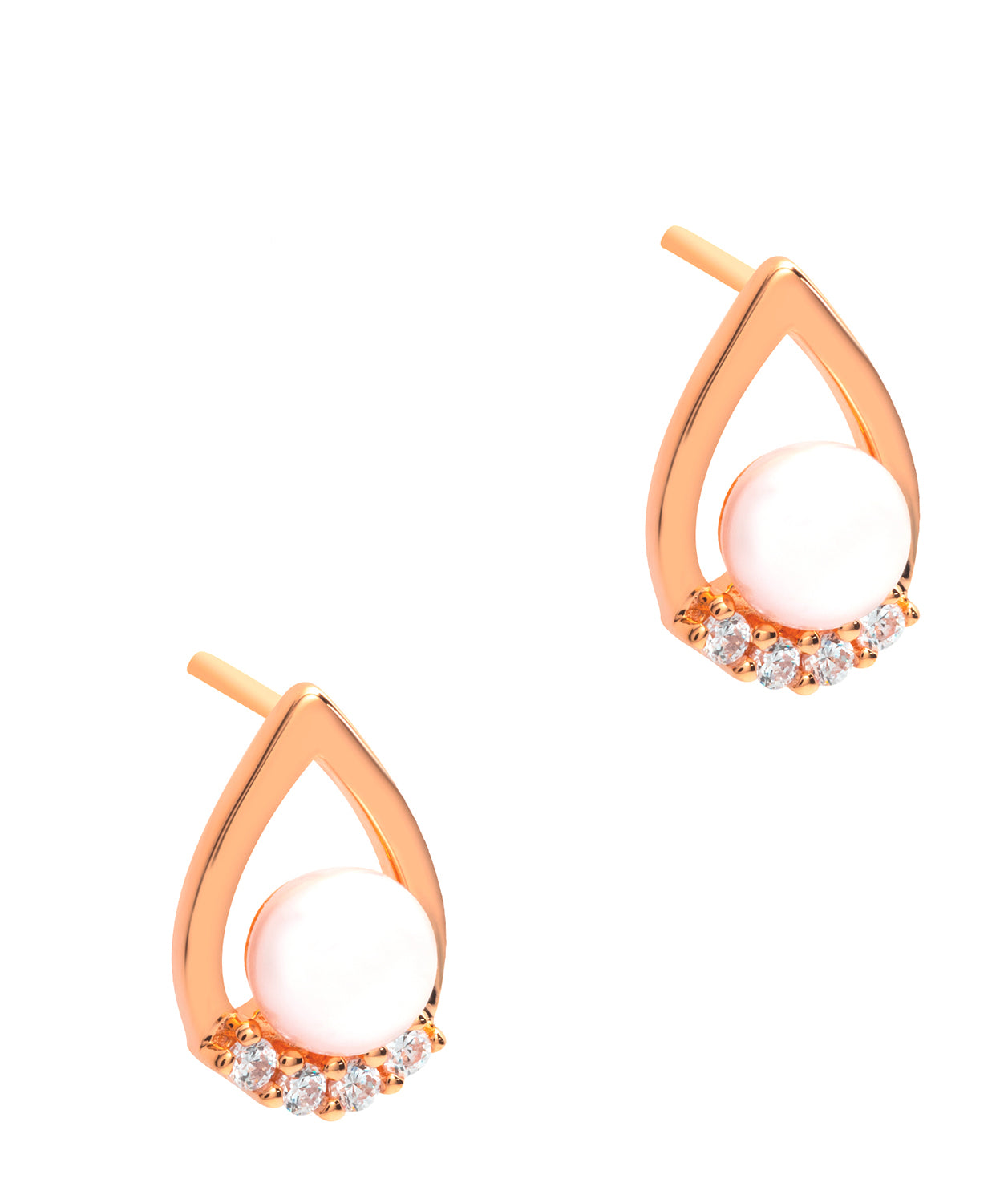 Gift Packaged 'Atwood' 18ct Rose Gold Plated 925 Silver & Freshwater Pearl Earrings