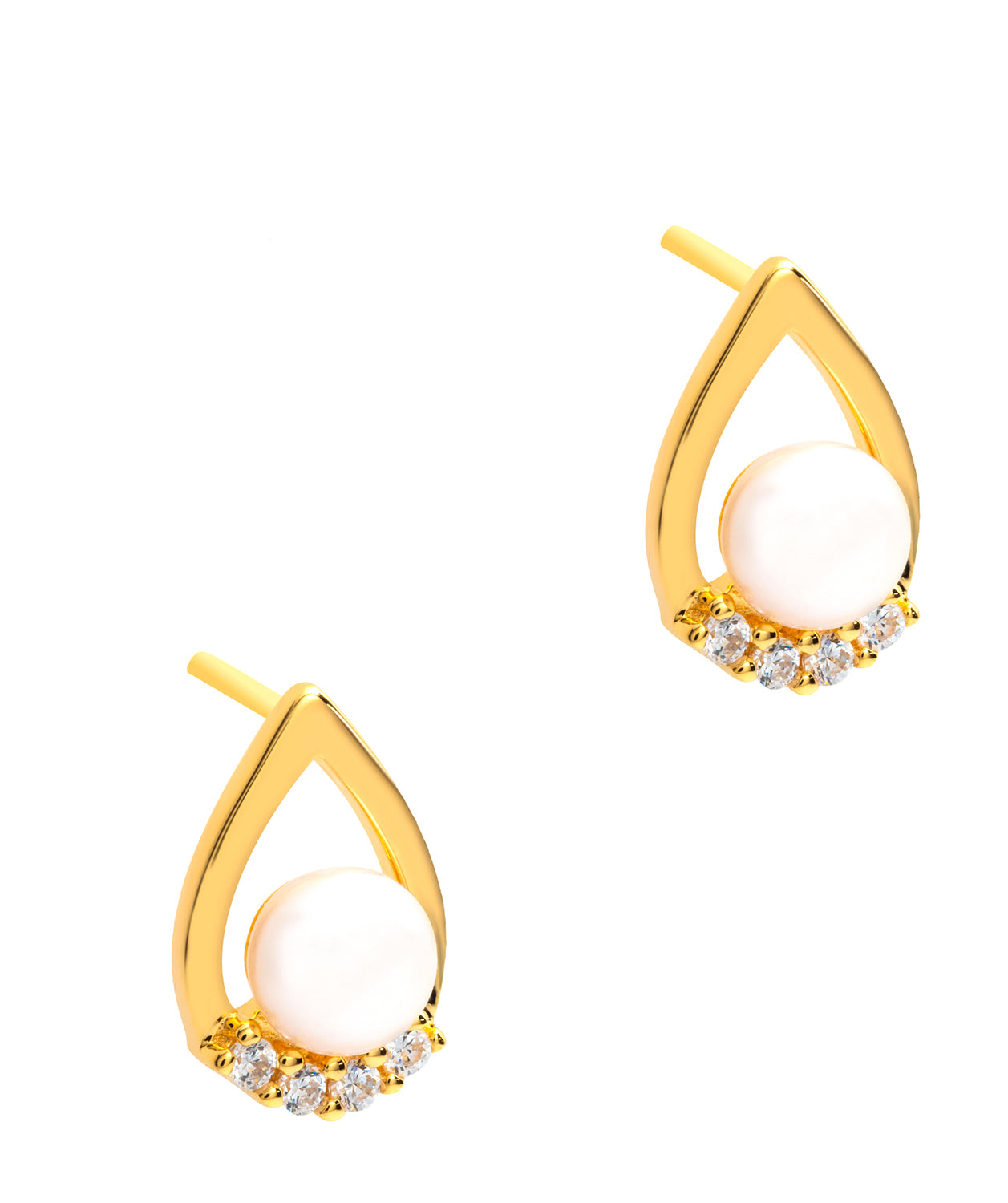 Gift Packaged 'Atwood' 18ct Yellow Gold Plated 925 Silver & Freshwater Pearl Earrings