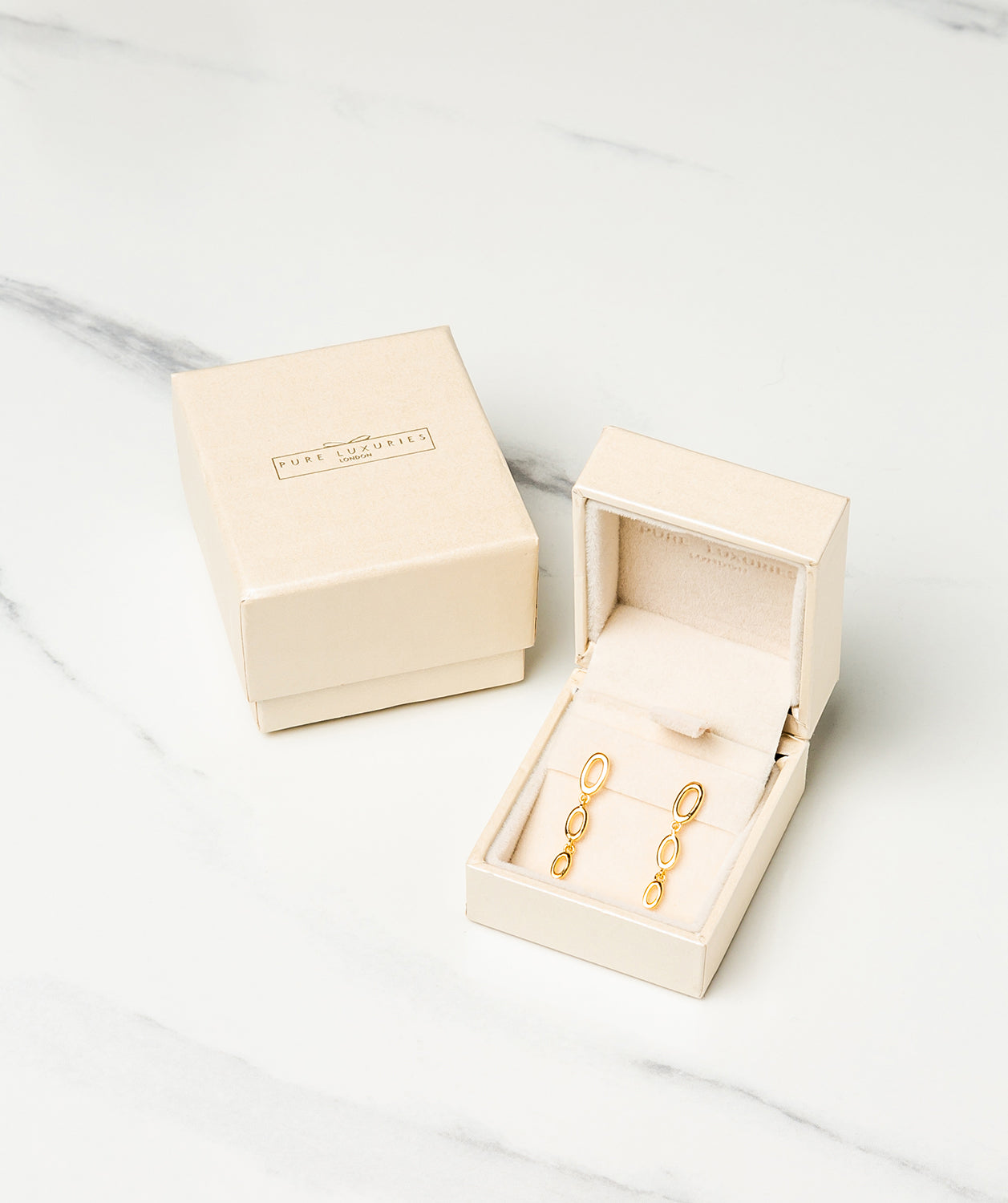 Gift Packaged 'Pedroni' 18ct Yellow Gold Plated 925 Silver Link Drop Earrings