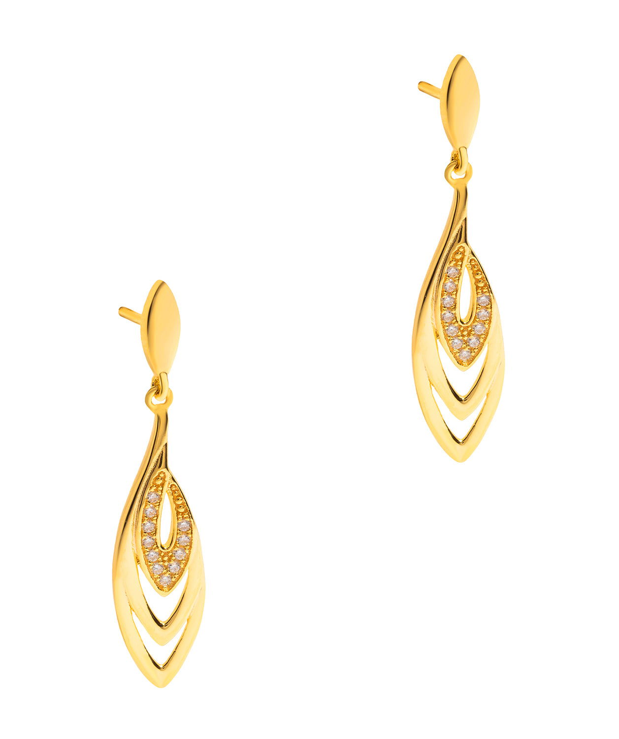 Gift Packaged 'Perry' 18ct Yellow Gold Plated 925 Silver & Cubic Zirconia Earrings