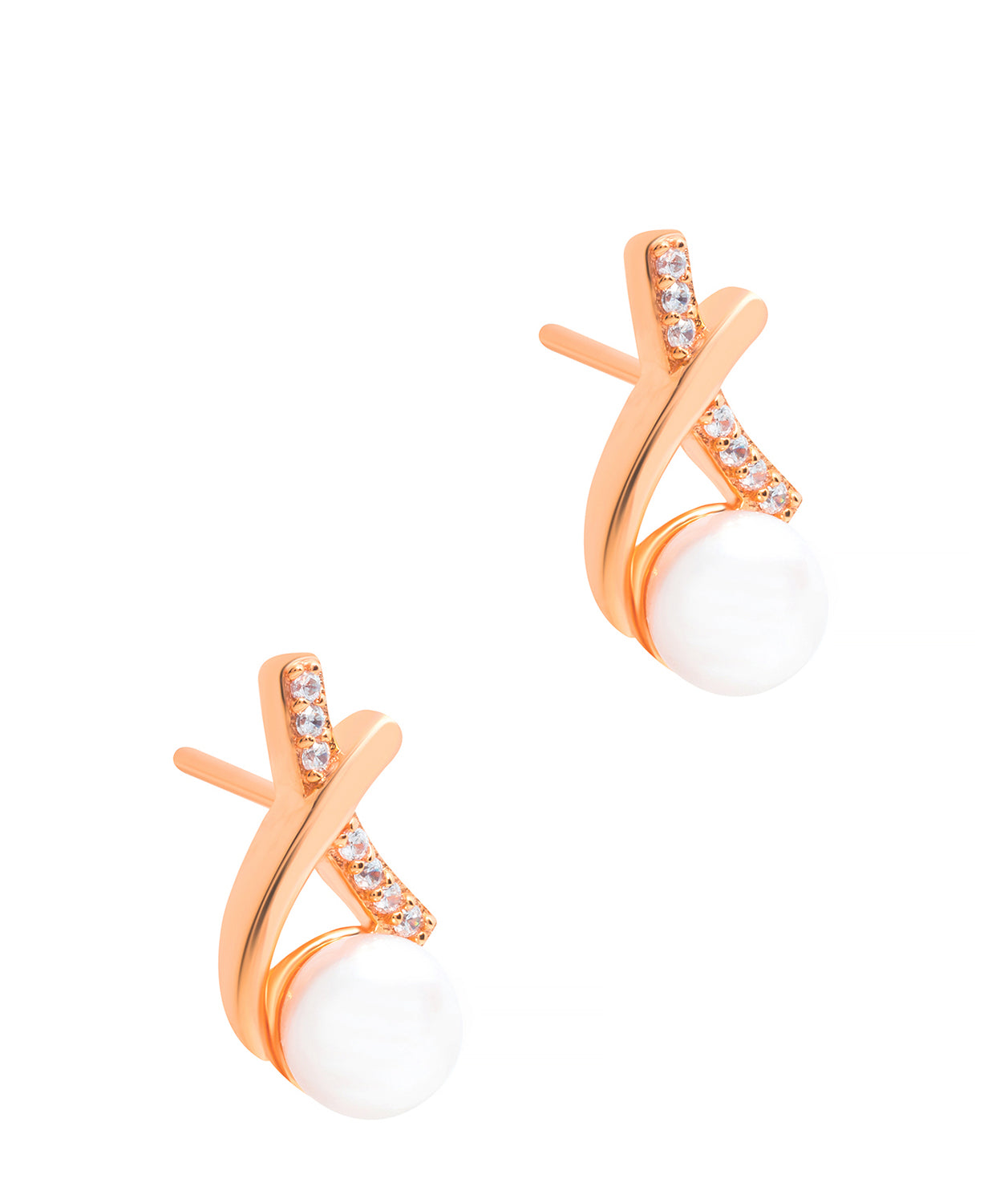 Gift Packaged 'Curzon' 18ct Rose Gold Plated 925 Silver & Freshwater Pearl Earrings