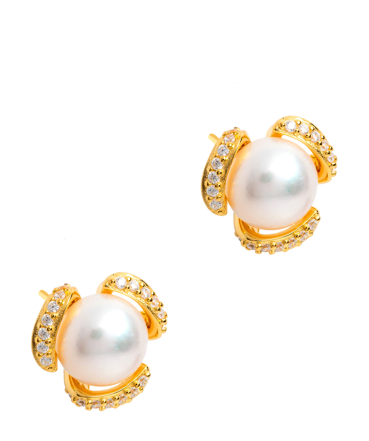 Gift Packaged 'Kadis' 18ct Yellow Gold Plated 925 Silver and Freshwater Pearl Stud Earrings