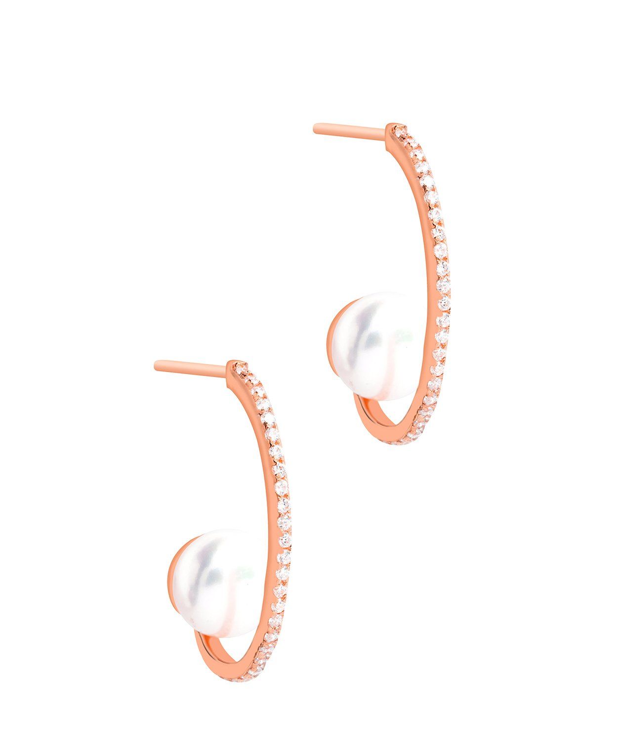 'Leroux' 18ct Rose Gold Plated 925 Silver Hanging Freshwater Pearl Earrings Pure Luxuries London