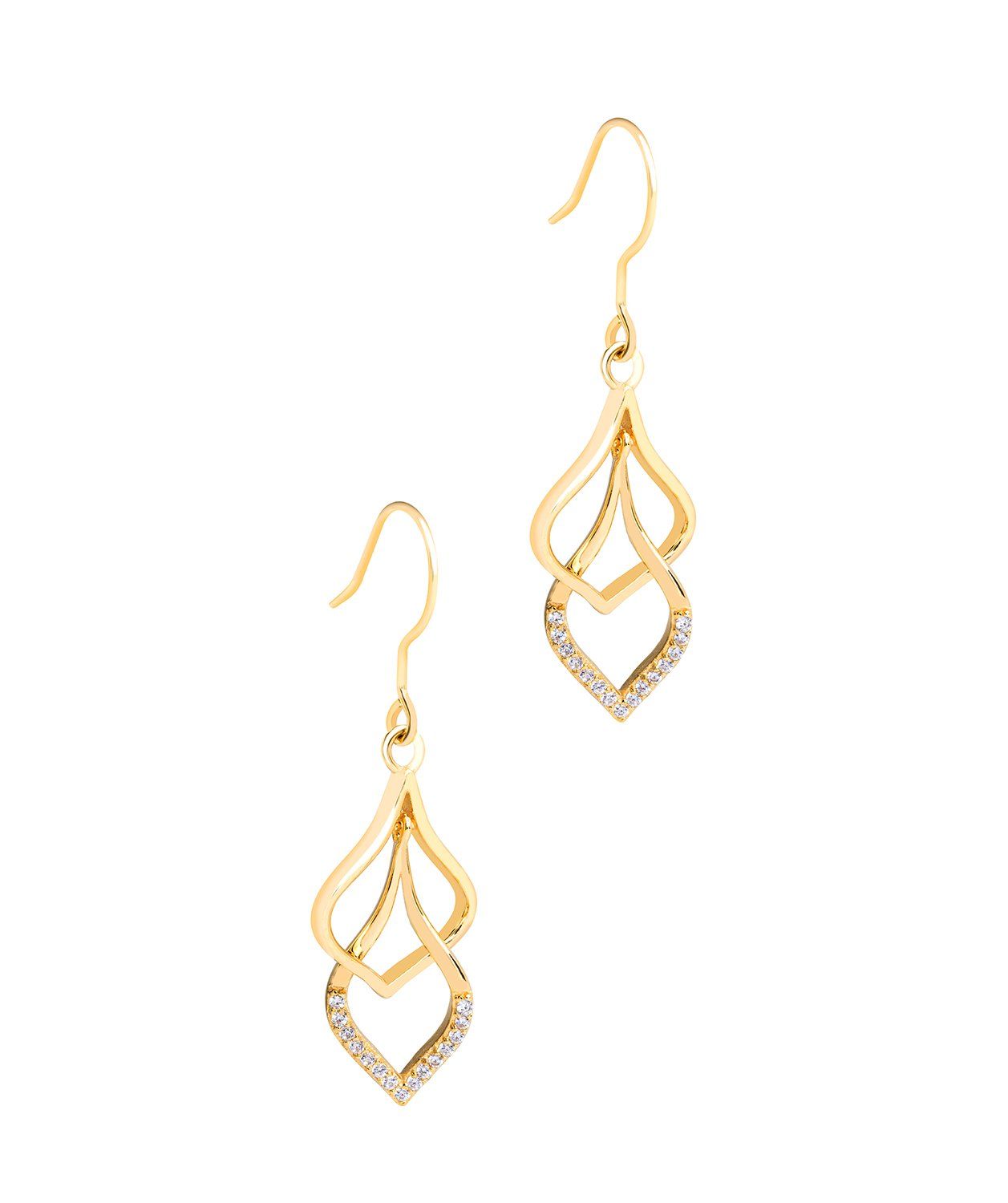 Gift Packaged 'Yanet' 18ct Yellow Gold Plated 925 Silver and Cubic Zirconia Hanging Teardrops Earrings