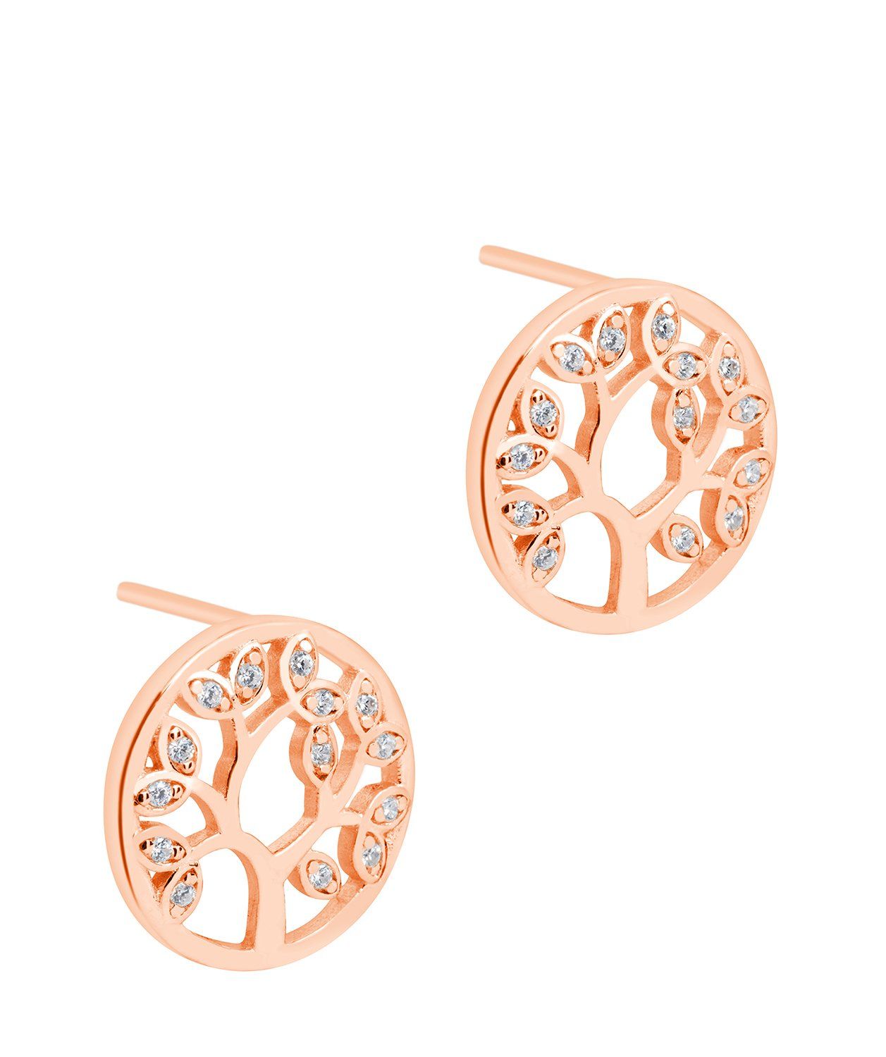 Gift Packaged 'Ana' 18ct Rose Gold Plated 925 Silver & Cubic Zirconia Branch Earrings