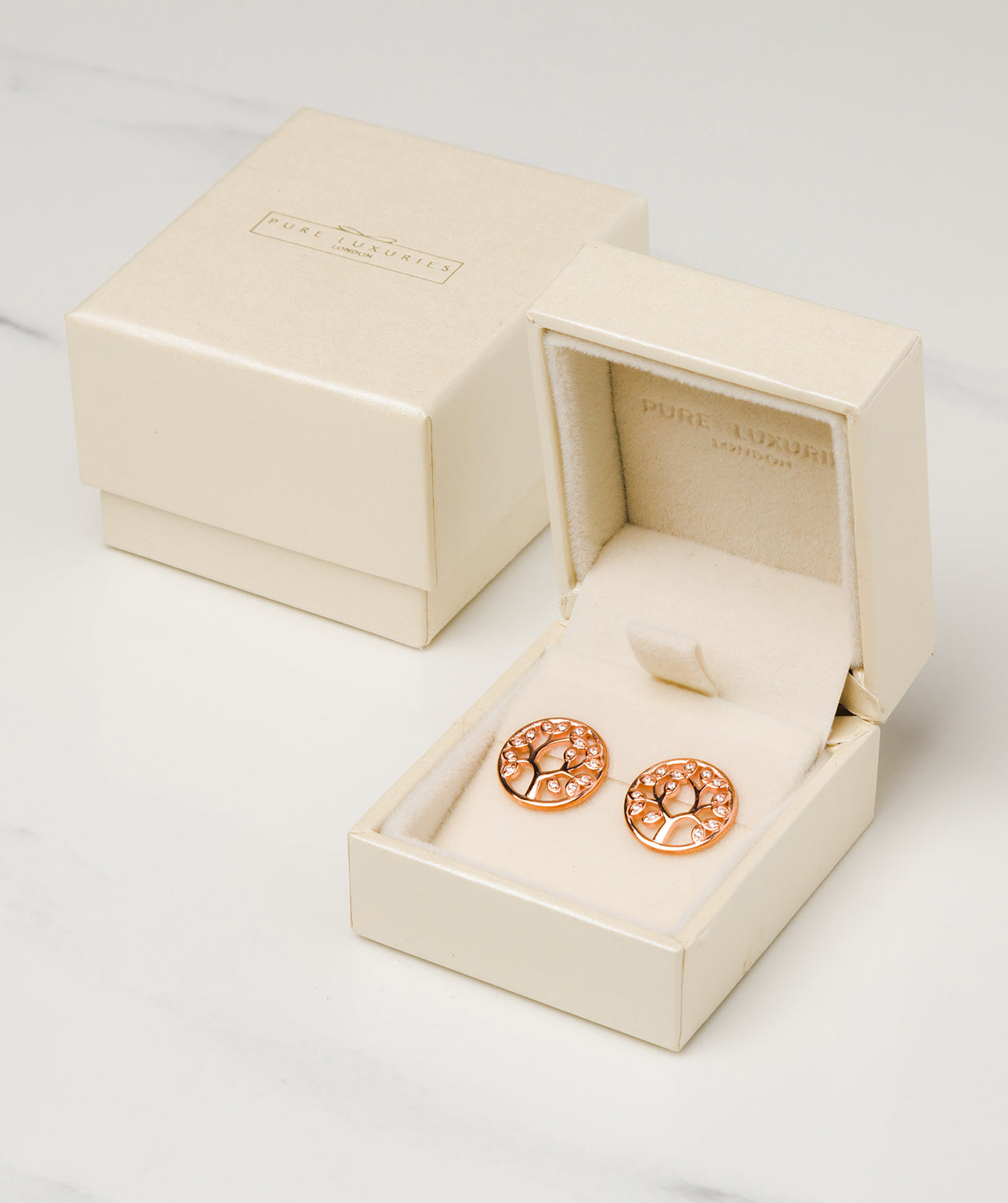 Gift Packaged 'Ana' 18ct Rose Gold Plated 925 Silver & Cubic Zirconia Branch Earrings