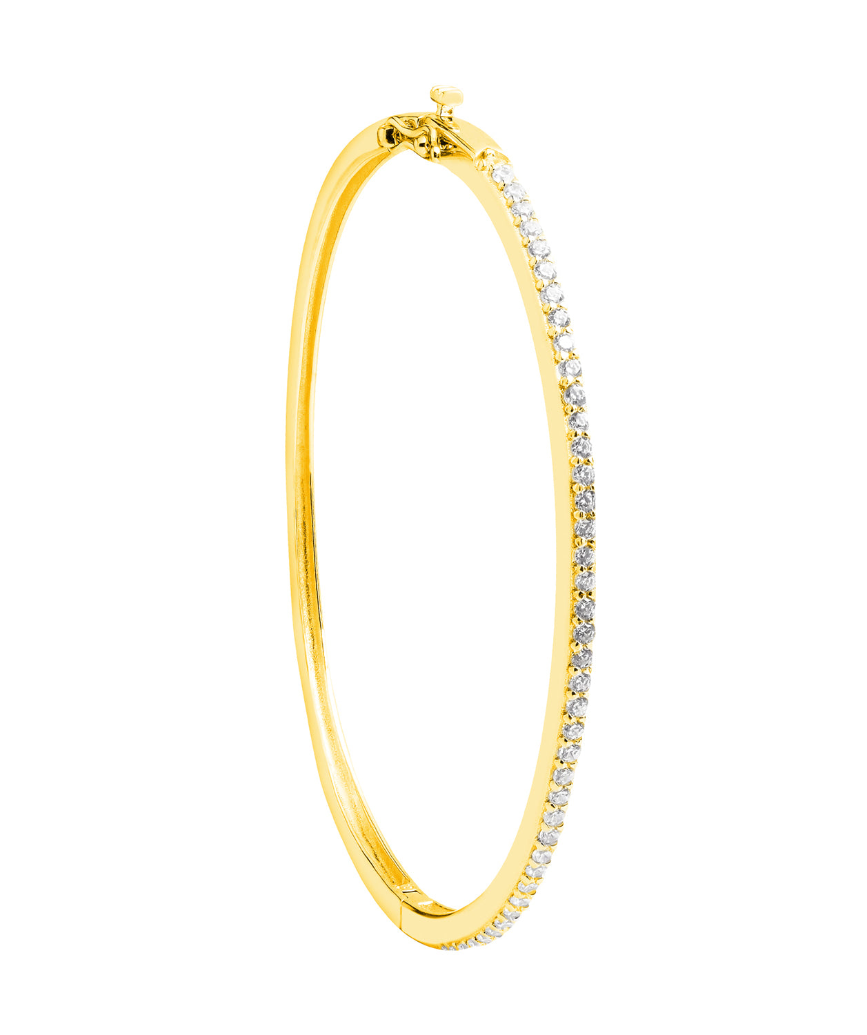 'Cecile' Yellow Gold Plated Sterling Silver and Cubic Ziconia Bangle Pure Luxuries London