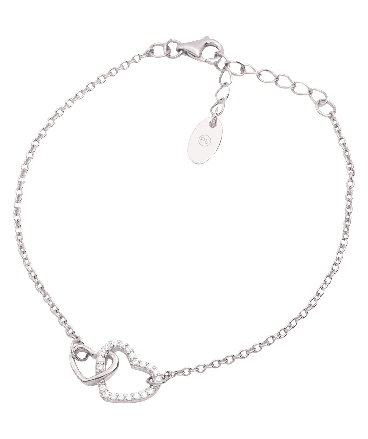 Gift Packaged 'Cecelia' Rhodium Plated 925 Silver Heart Bracelet