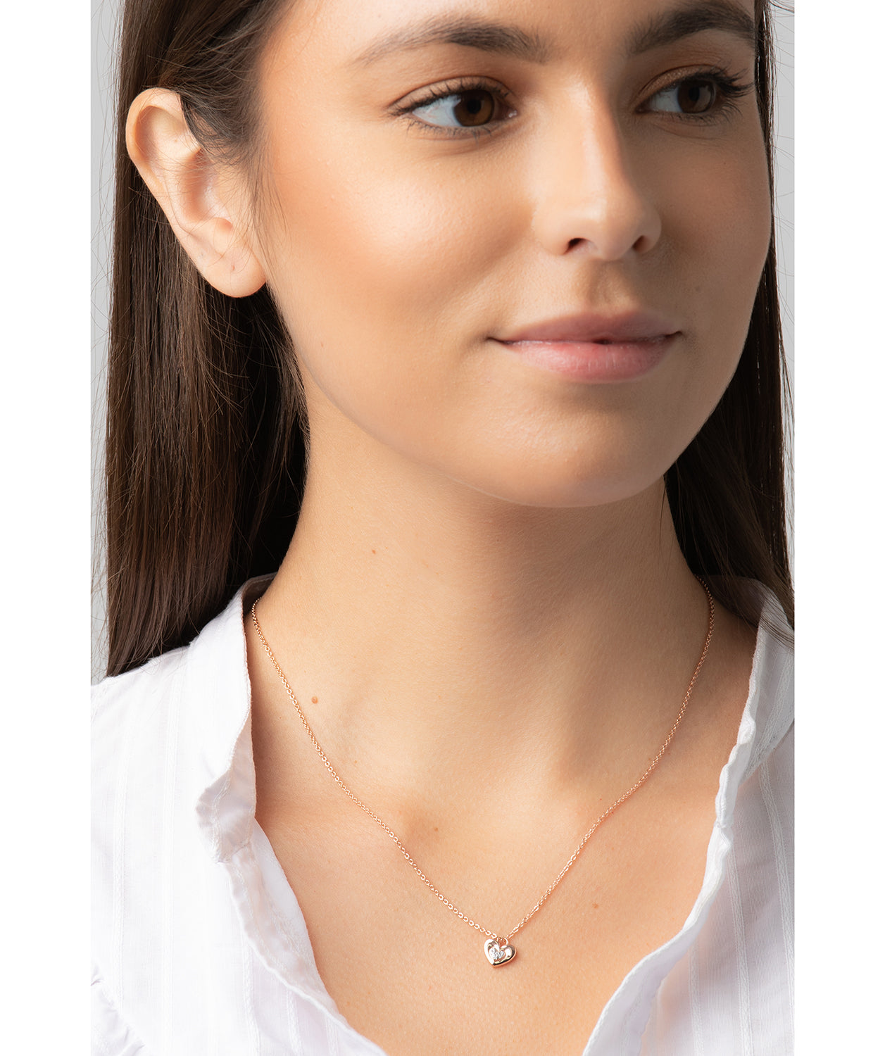 Gift Packaged 'Yelena' 18ct Rose Gold Plated 925 Silver & Cubic Zirconia Heart Necklace