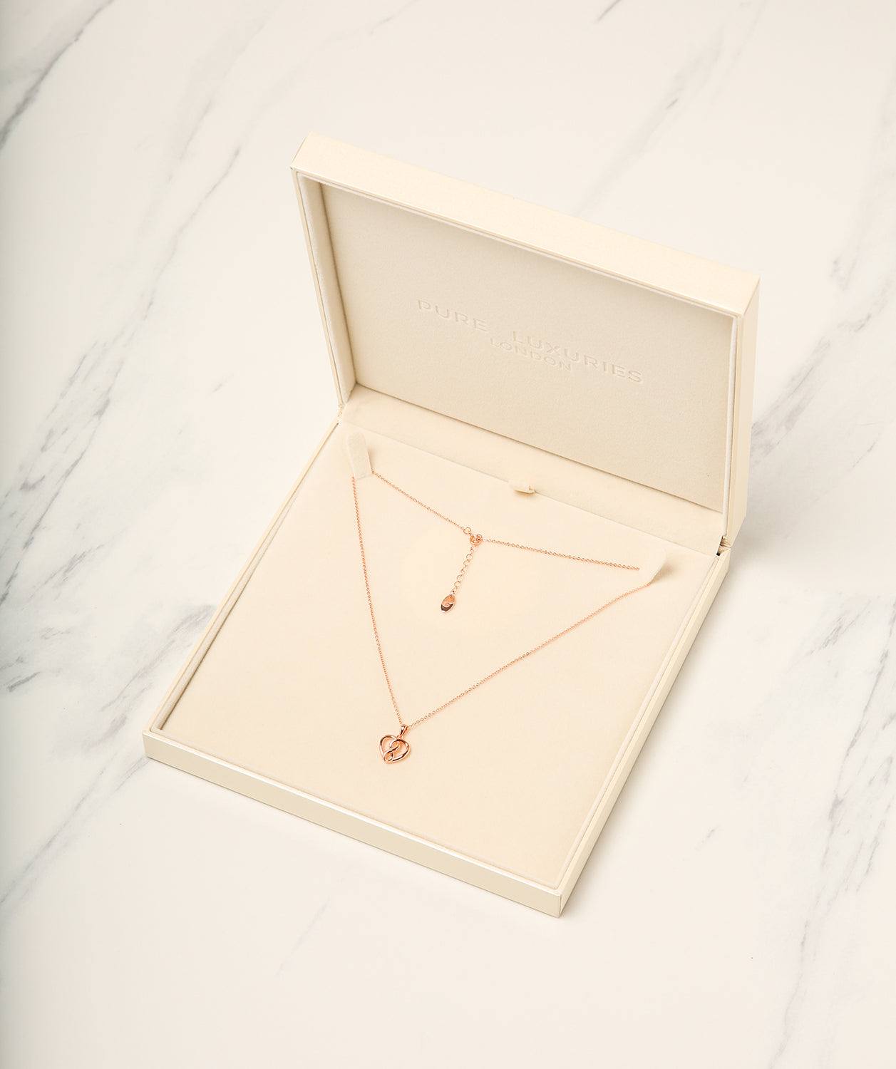 Gift Packaged 'Cirillo' 18ct Rose Gold Plated 925 Silver Woven Heart Necklace