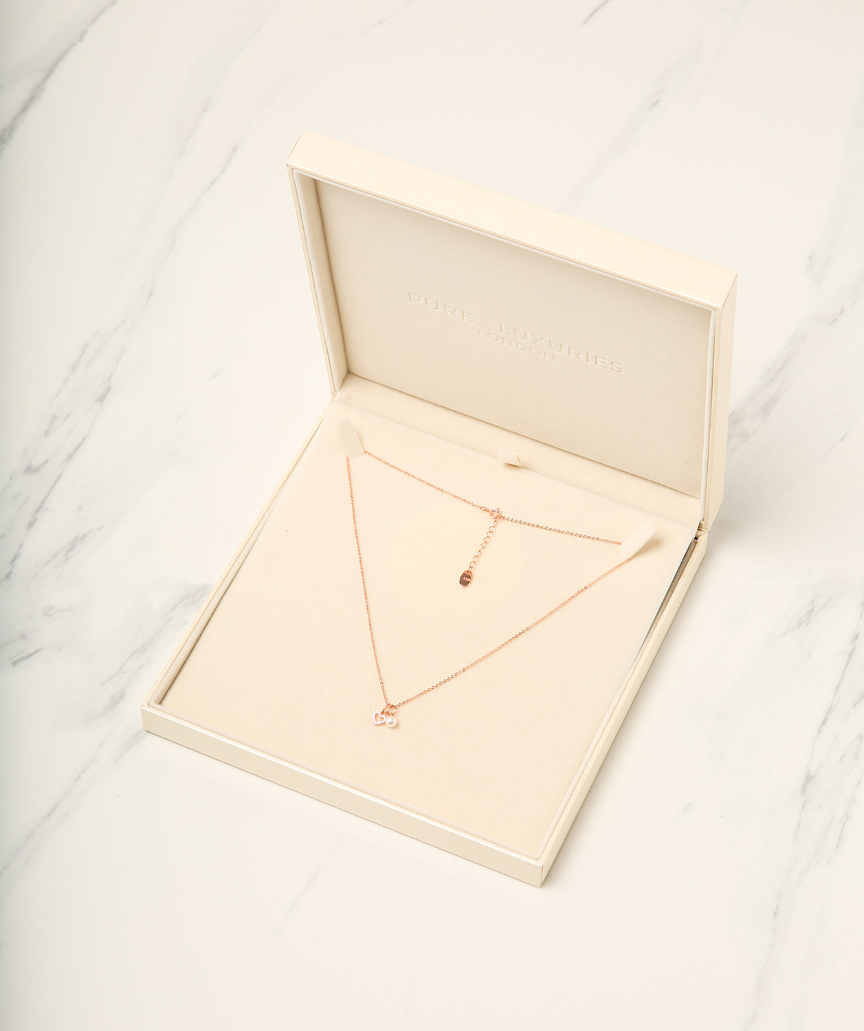 Gift Packaged 'Velez' 18ct Rose Gold Plated 925 Silver & Pearl Sparkle Heart Necklace