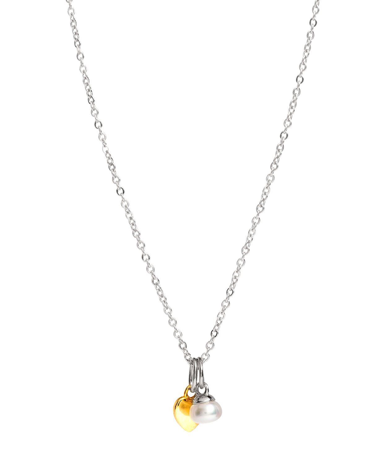 Gift Packaged 'Fonseca' 925 Silver & 18ct Yellow Gold Plated 925 Silver with Freshwater Pearl Necklace