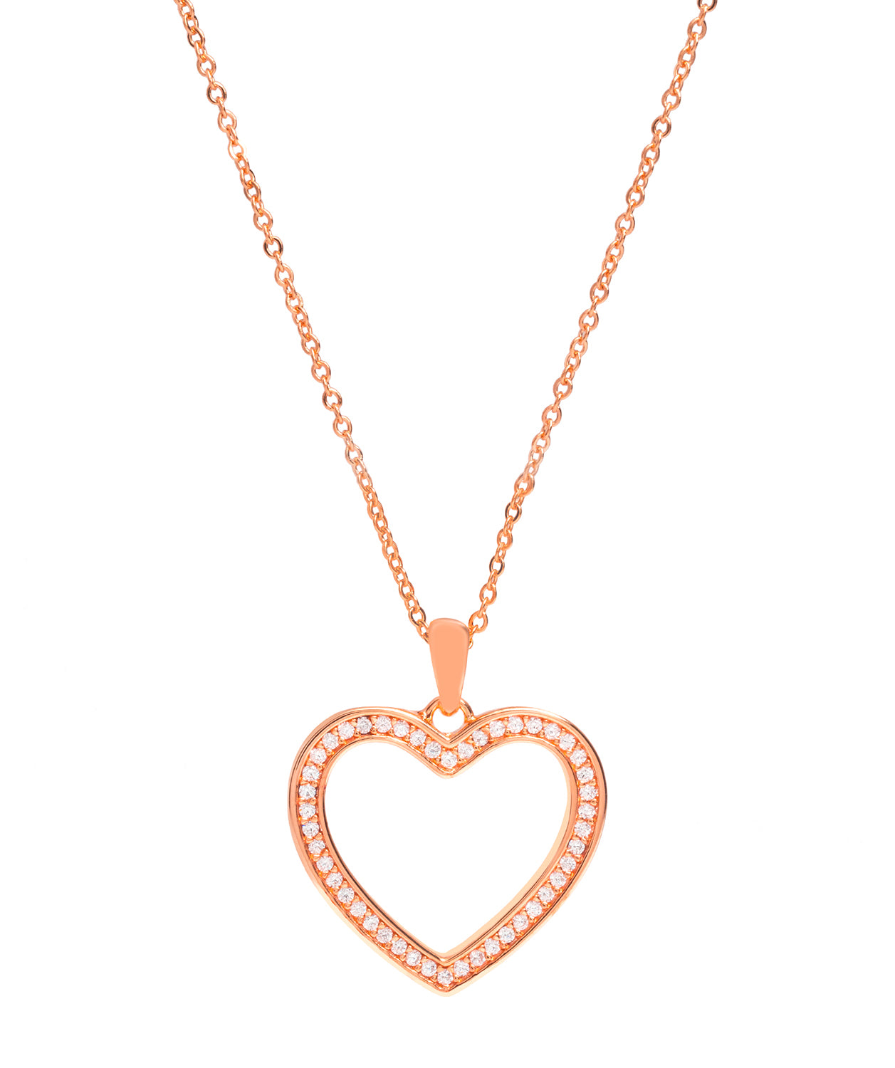 Gift Packaged 'Fontaine' 18ct Rose Gold Plated 925 Silver & Cubic Zirconia Heart Pendant Necklace