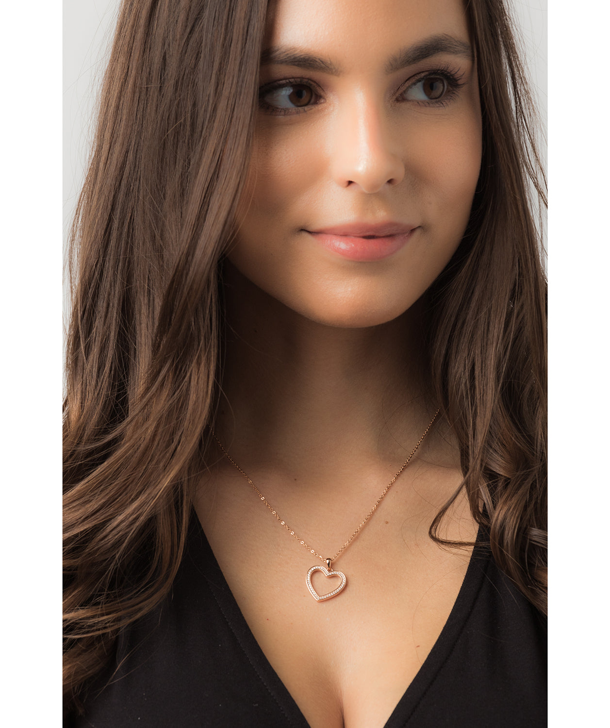 Gift Packaged 'Fontaine' 18ct Rose Gold Plated 925 Silver & Cubic Zirconia Heart Pendant Necklace