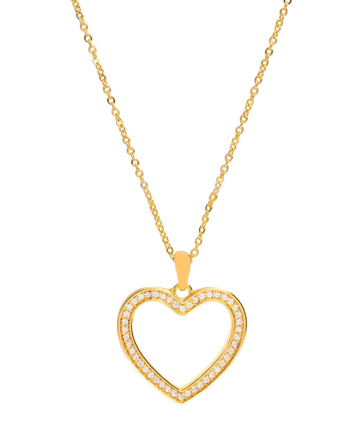 Gift Packaged 'Fontaine' 18ct Yellow Gold Plated 925 Silver & Cubic Zirconia Heart Pendant Necklace