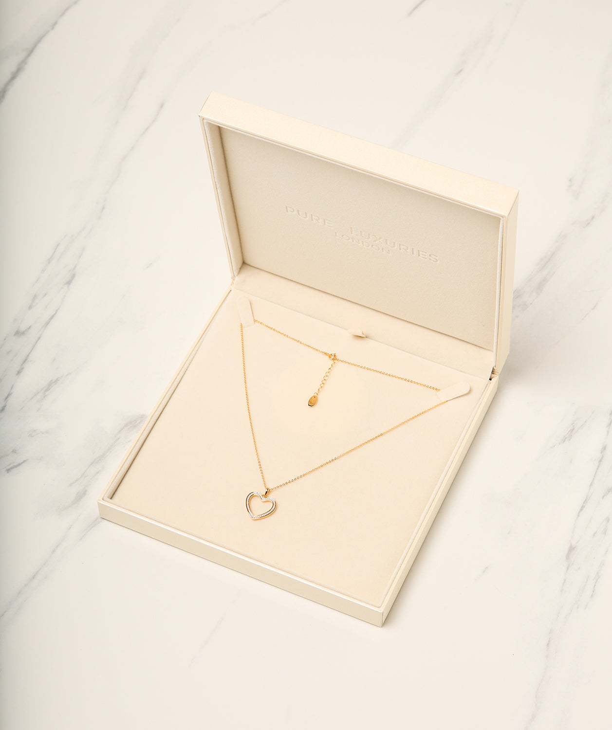 Gift Packaged 'Fontaine' 18ct Yellow Gold Plated 925 Silver & Cubic Zirconia Heart Pendant Necklace