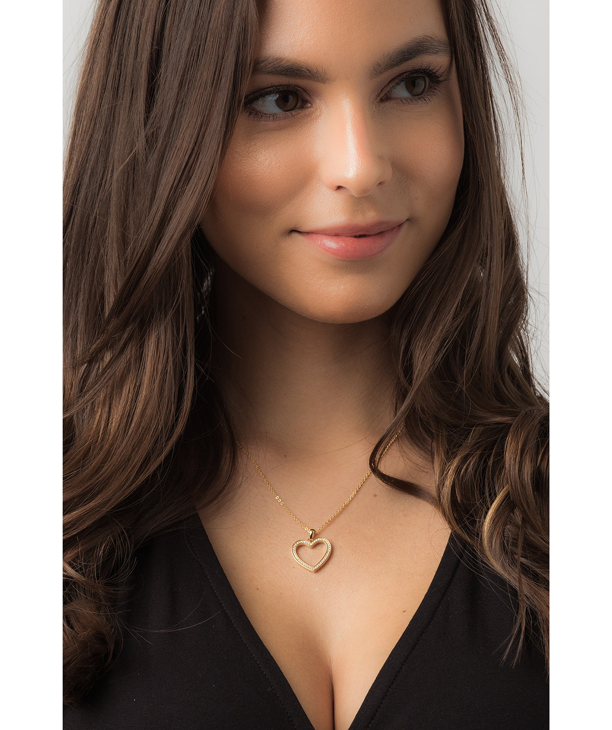 Gift Packaged 'Fontaine' 18ct Yellow Gold Plated 925 Silver & Cubic Zirconia Heart Pendant Necklace