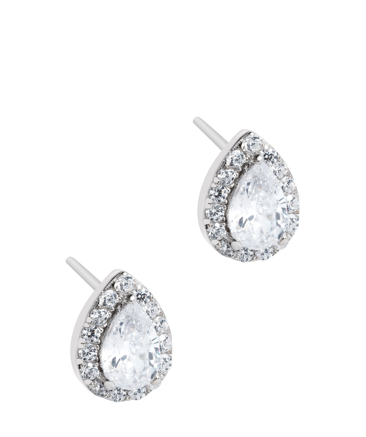 Gift Packaged 'Rocio' Rhodium Plated 925 Silver & Cubic Zirconia Teardrop Earrings