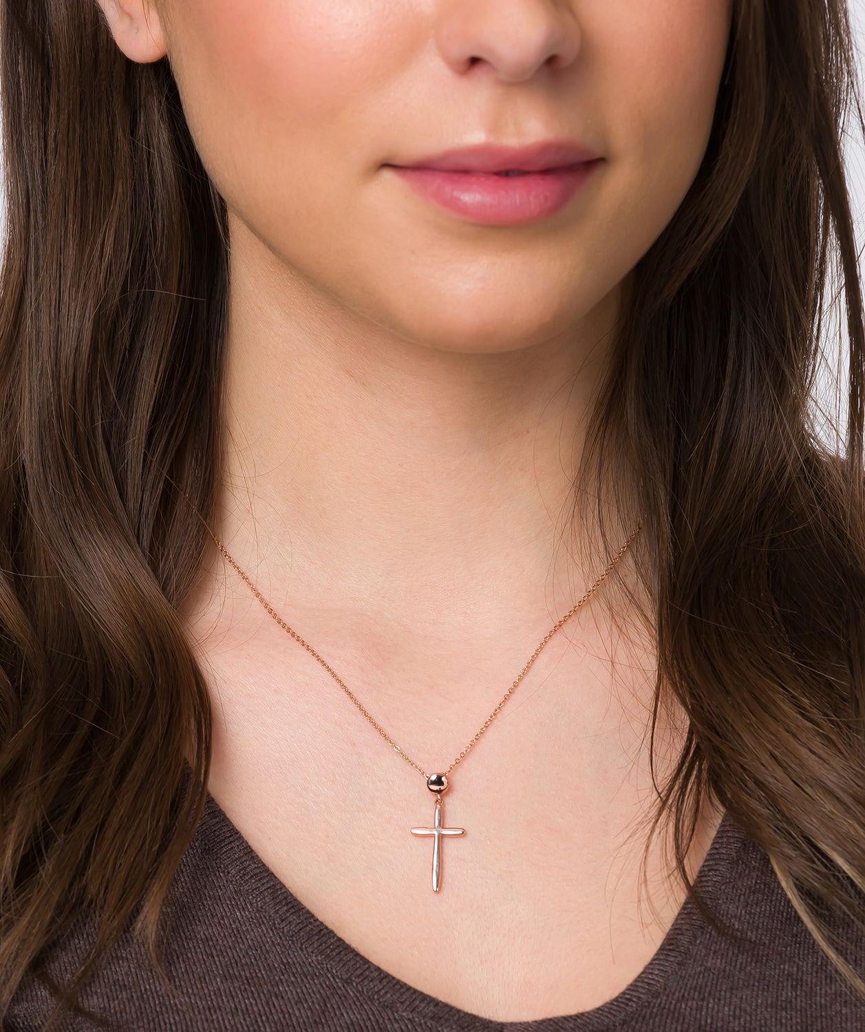 Gift Packaged 'Moraz' 18ct Rose Gold Plated 925 Silver Cross Pendant Necklace