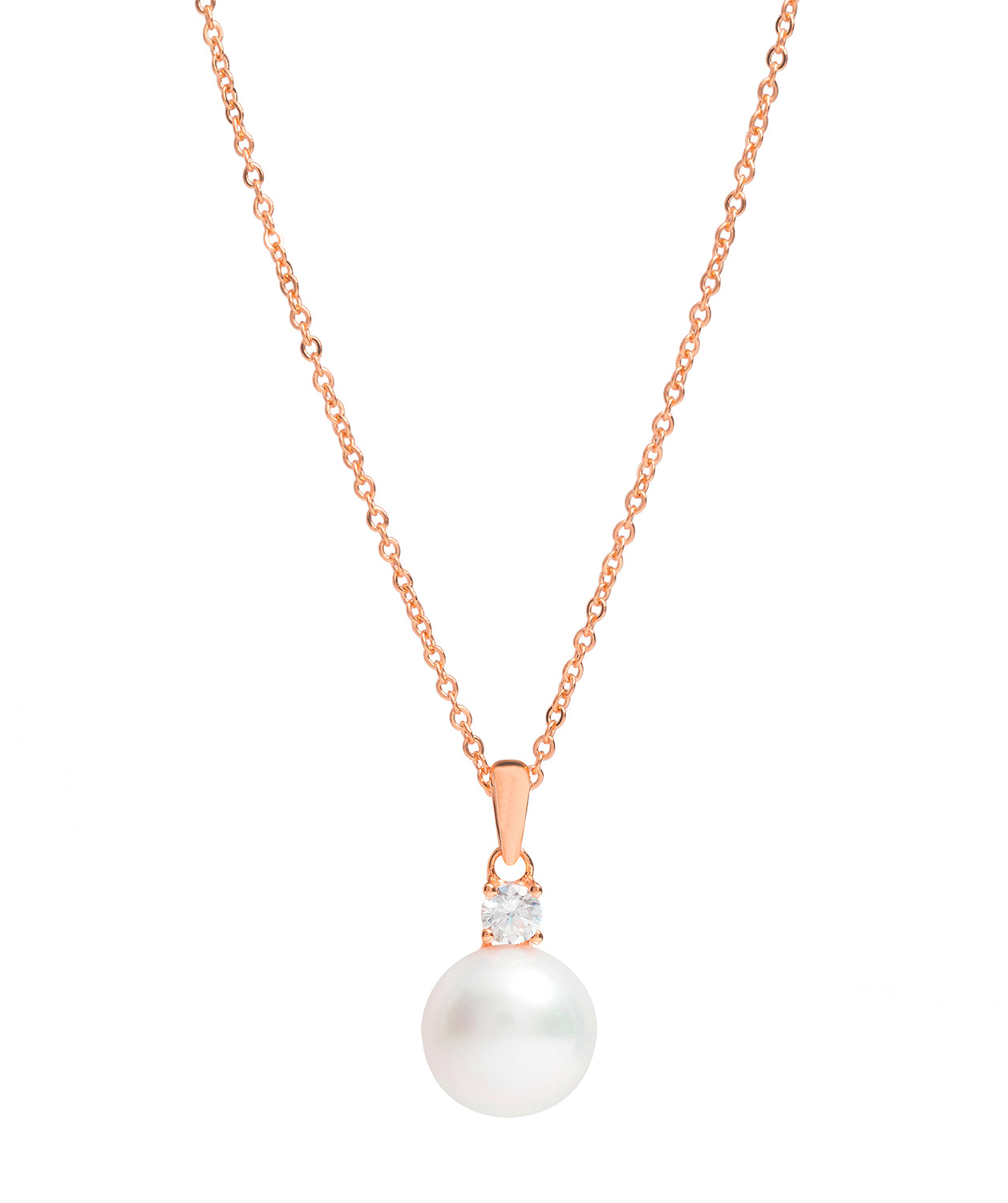 Gift Packaged 'Seville' 18ct Rose Gold Plated 925 Silver & Pearl Sparkle Necklace