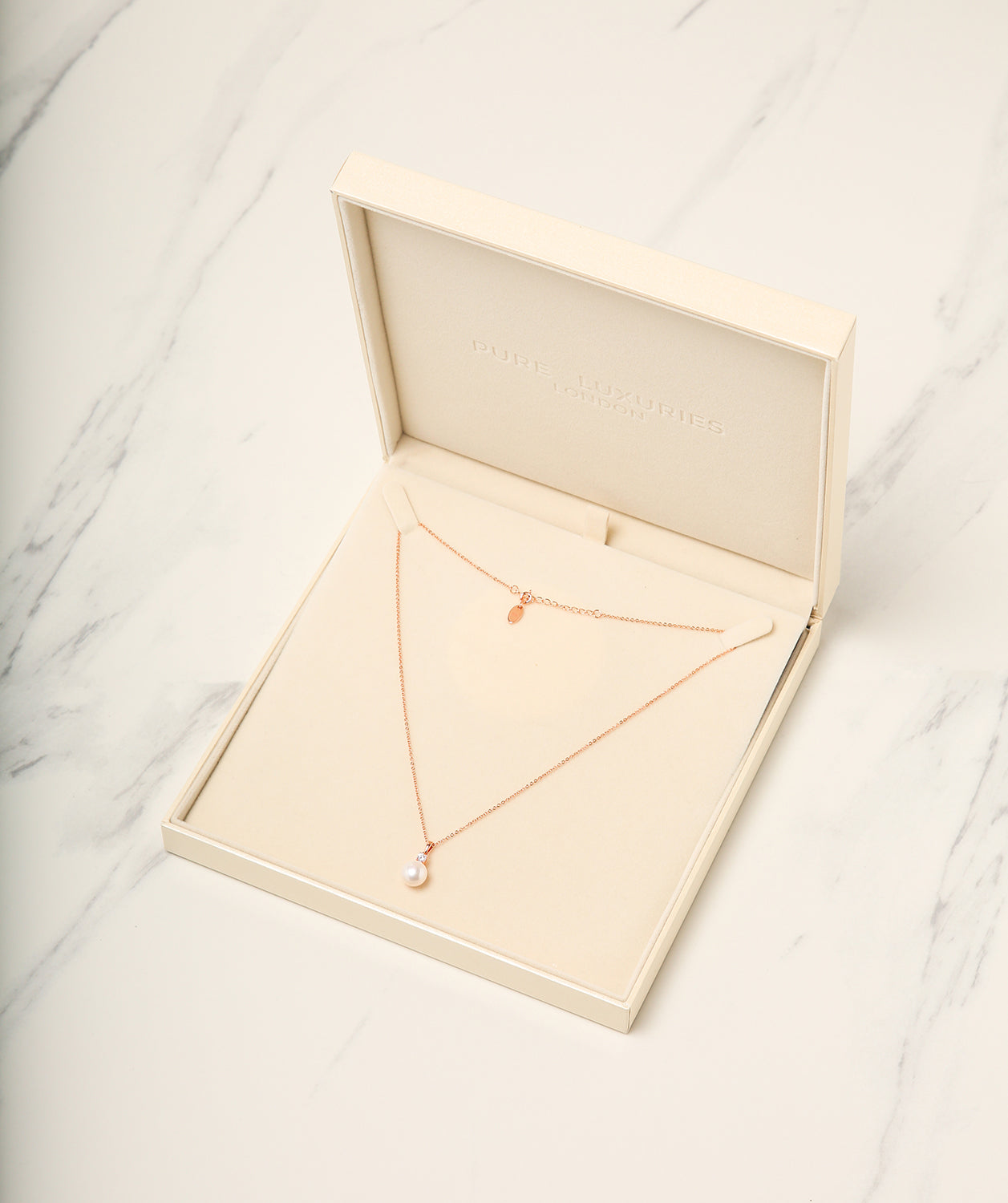 Gift Packaged 'Seville' 18ct Rose Gold Plated 925 Silver & Pearl Sparkle Necklace