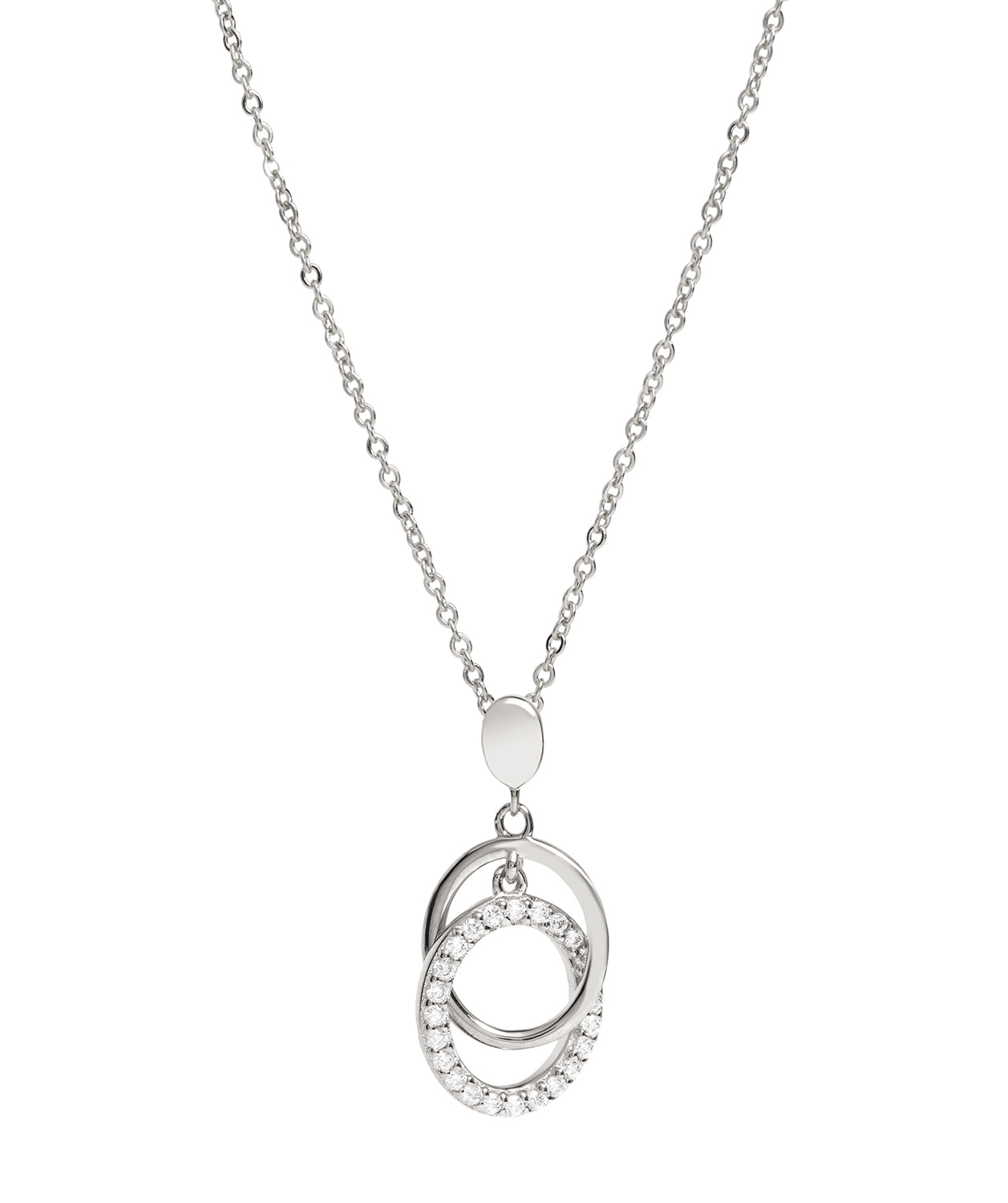 Gift Packaged 'Bolera' 925 Silver & Cubic Zirconia Intertwined Circle Necklace