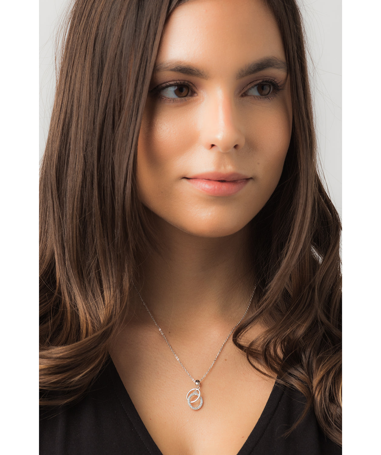 Gift Packaged 'Bolera' 925 Silver & Cubic Zirconia Intertwined Circle Necklace