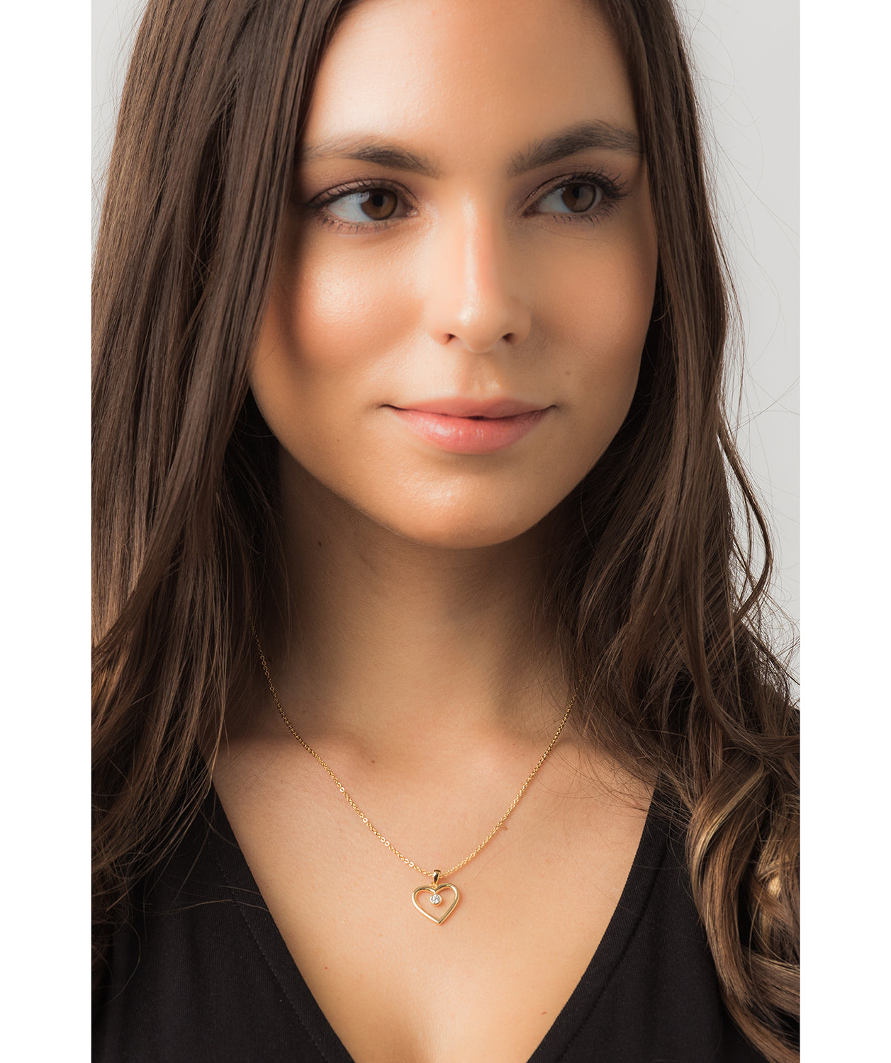 Gift Packaged 'Vasquez' 18ct Yellow Gold Plated 925 Silver & Cubic Zirconia Heart Necklace