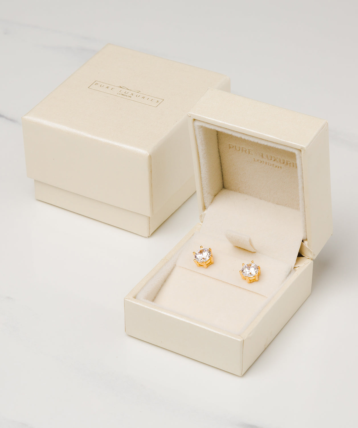 Gift Packaged 'Emiko' 18ct Yellow Gold Plated 925 Silver and Cubic Zirconia Stud Earrings