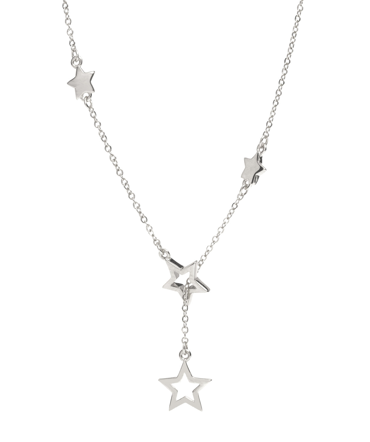 Gift Packaged 'Veleta' 925 Silver Cascading Stars Necklace